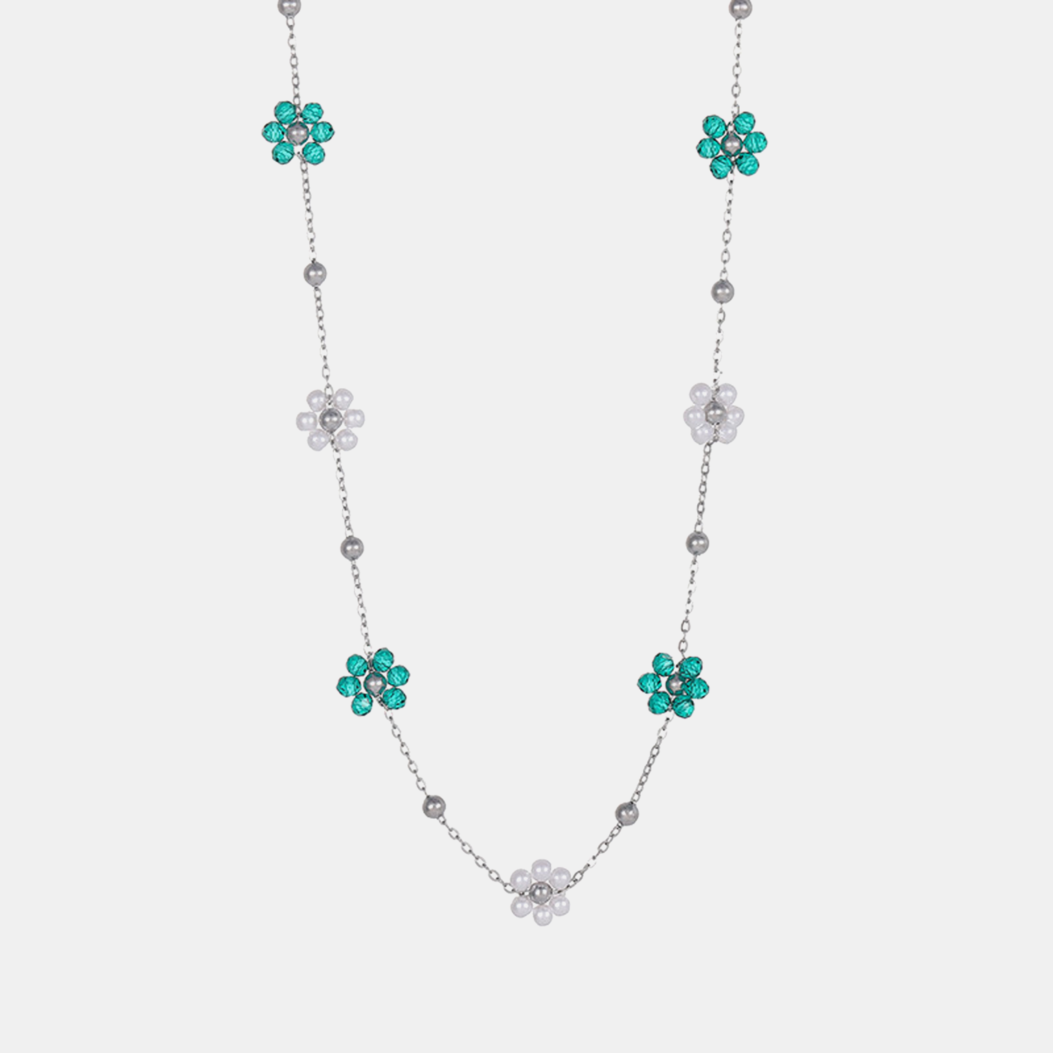 Crystal Blossom Bead Chain - Green