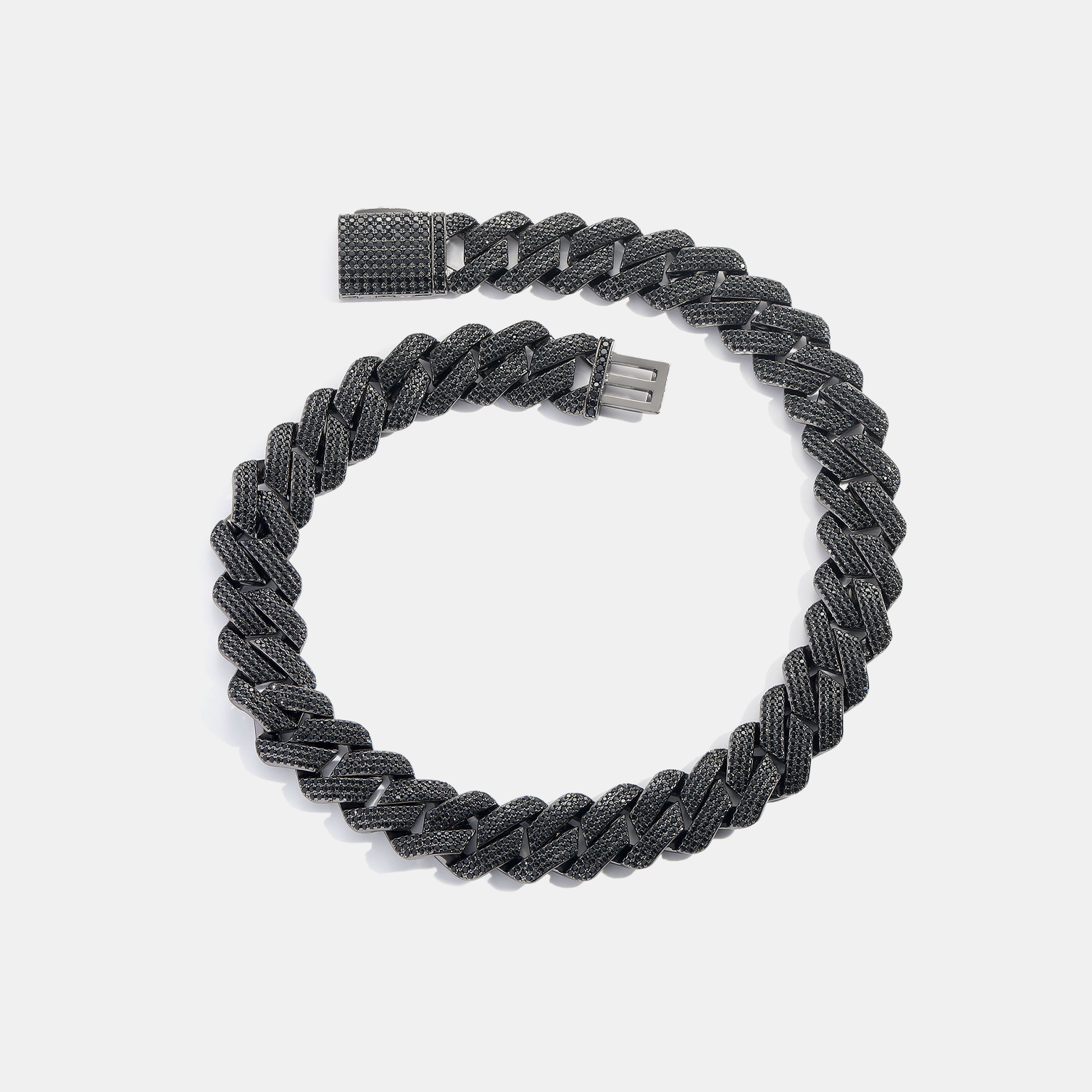 13mm Black Iced Cuban Link Bracelet - Black Gold