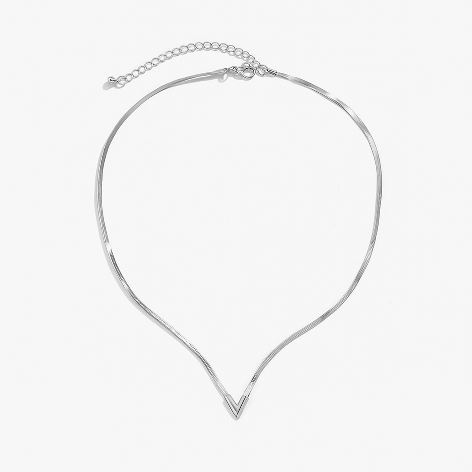 V-Cut Herringbone Chain - Silver