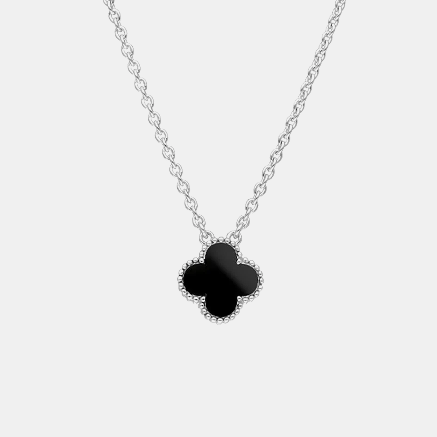 Silver Clover Chain - Black