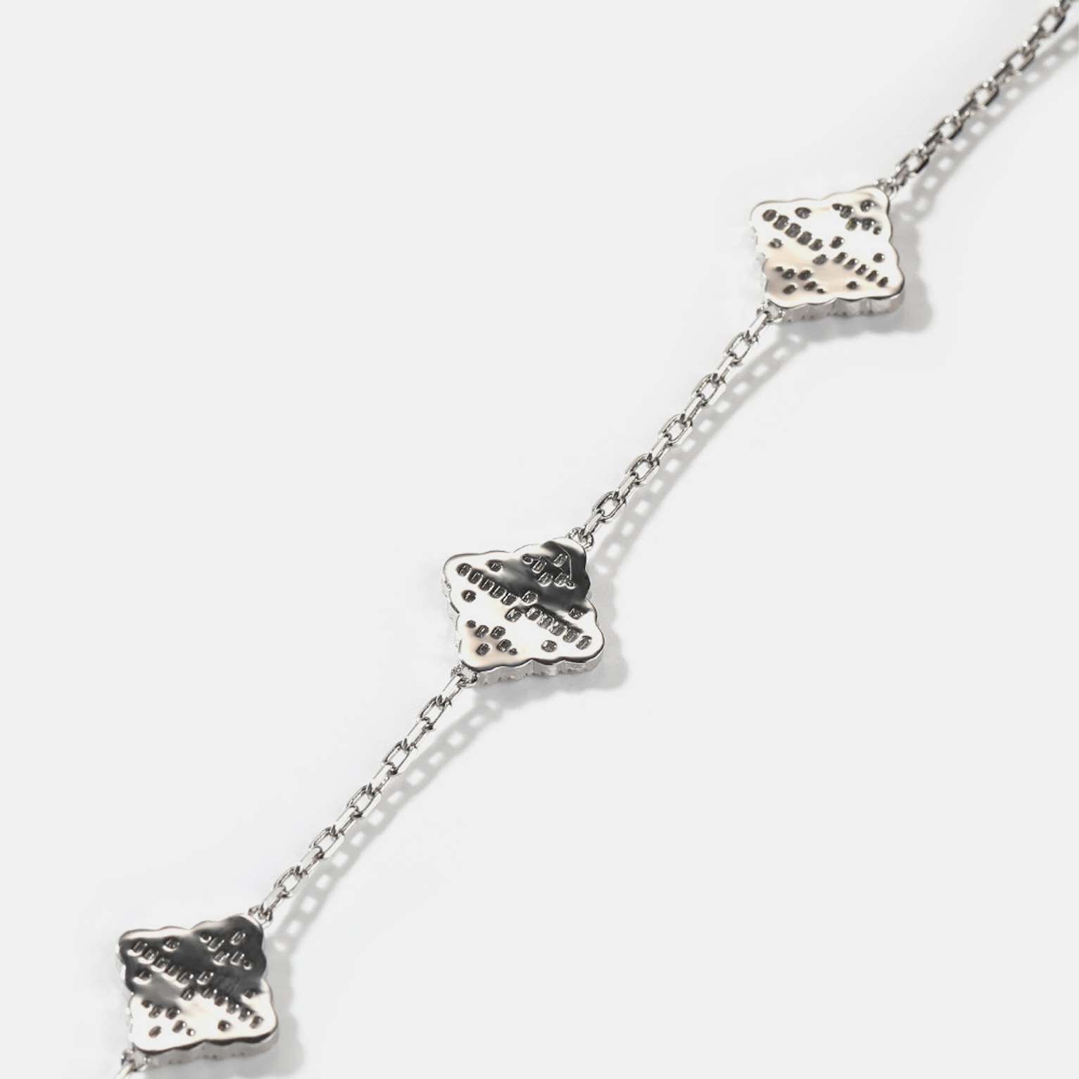 Iced Clover Link Bracelet - Pink Gold