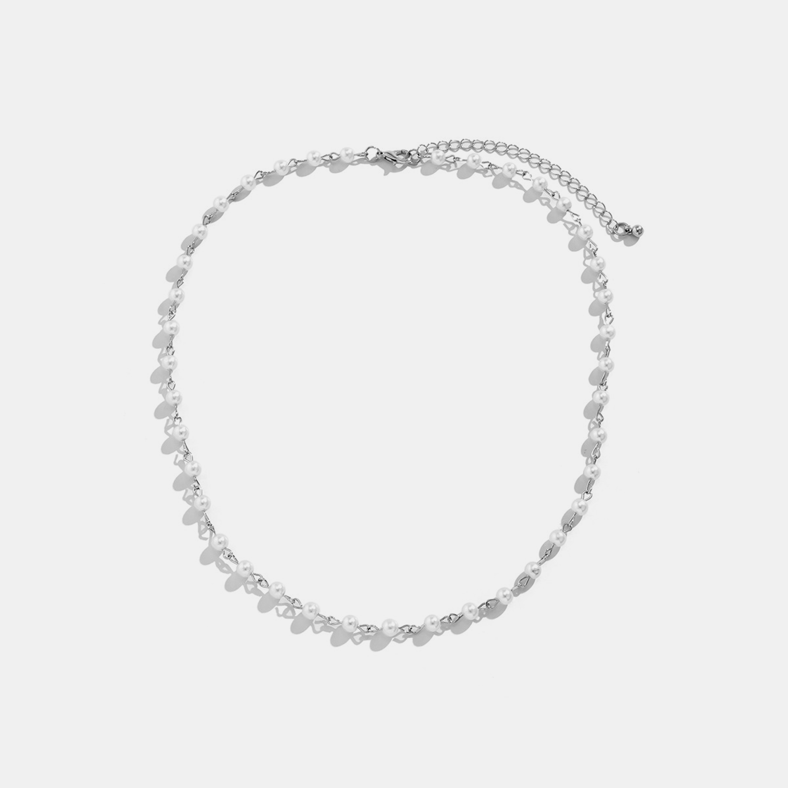 Steel Pearl Link Chain - White Gold