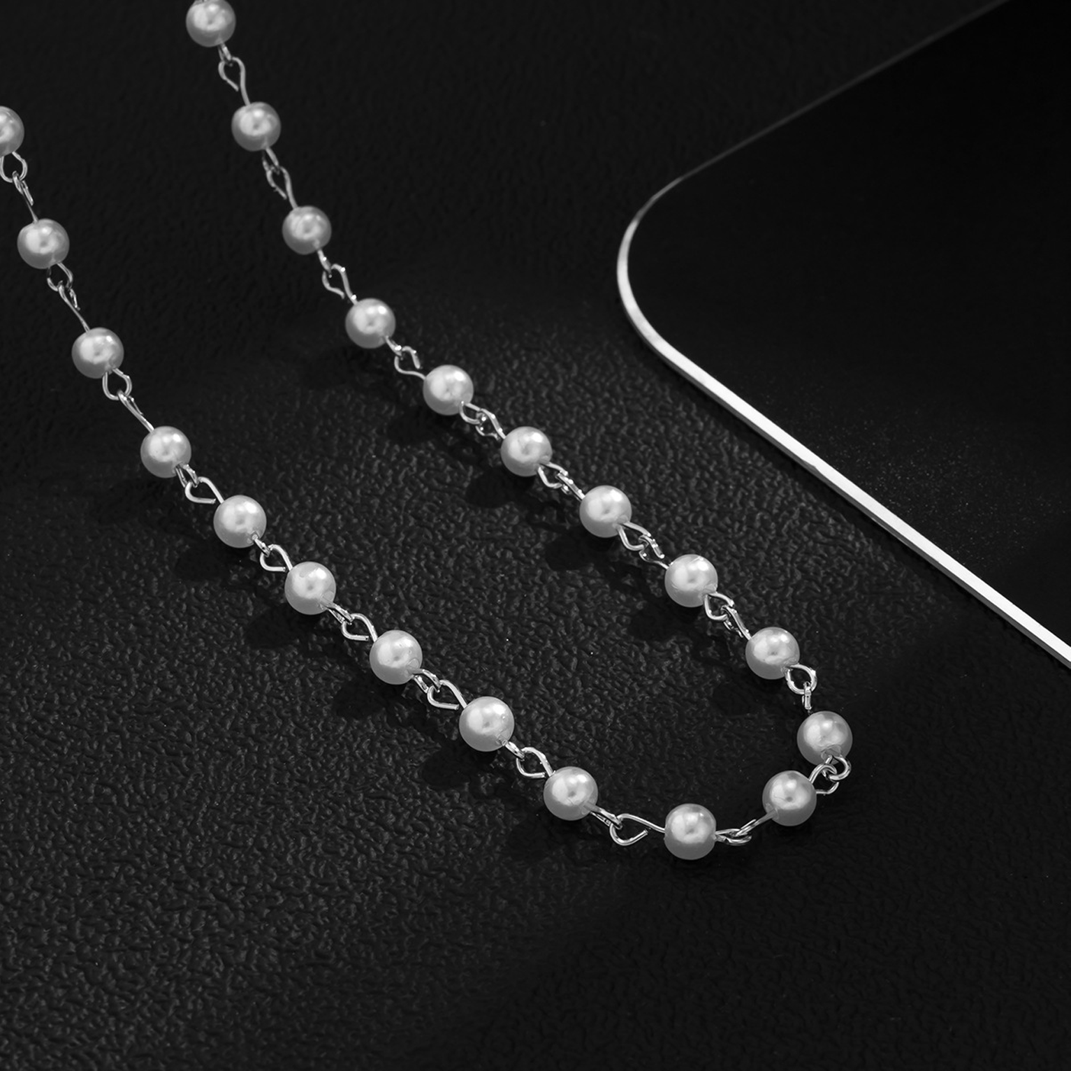 Steel Pearl Link Chain - White Gold