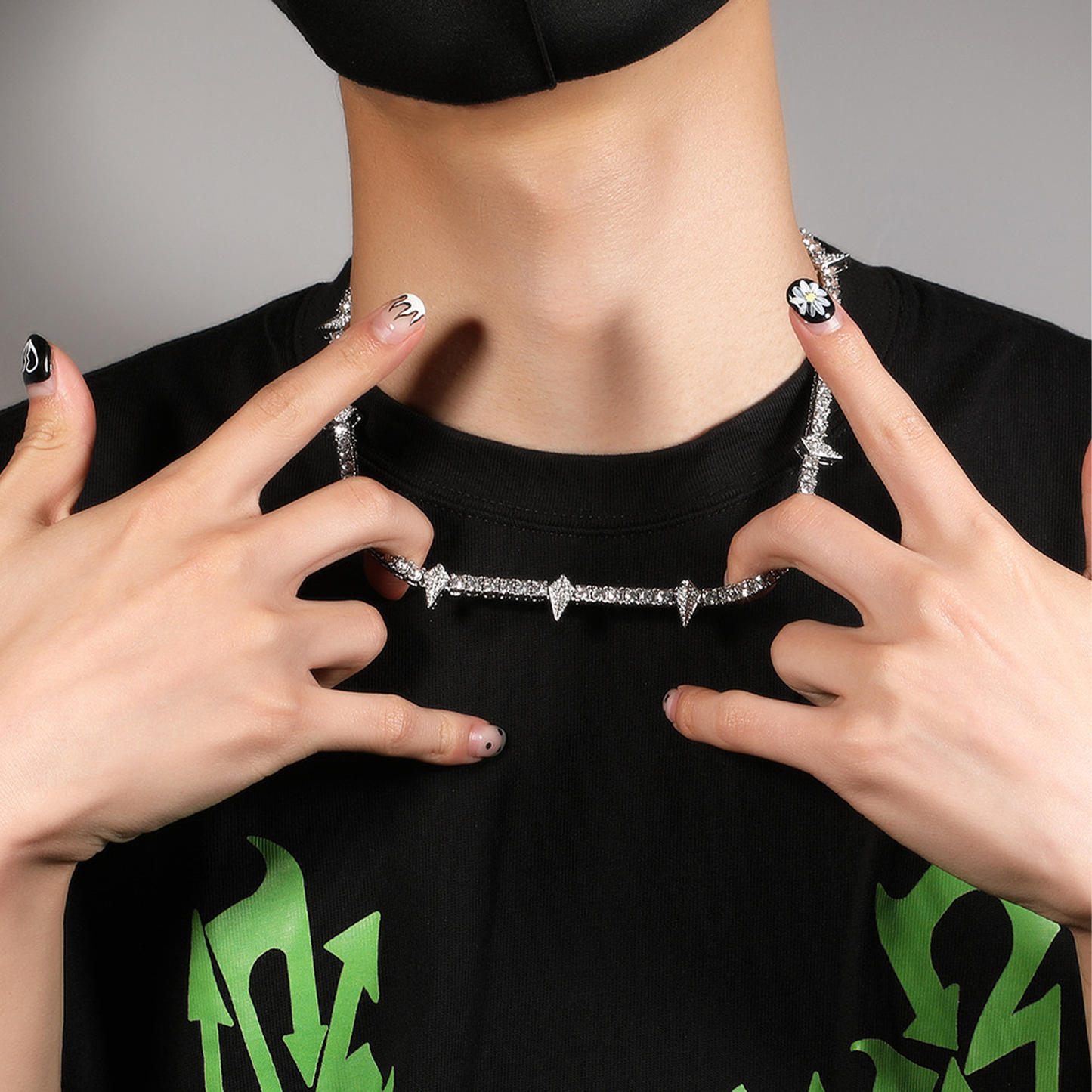 4mm Panther Tennis Link Chain - White Gold