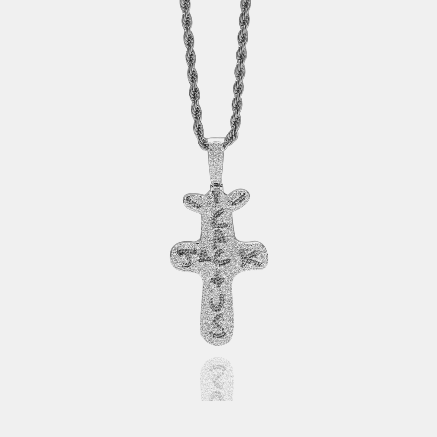 Cactus Jack Cross Bling Pendant - White Gold