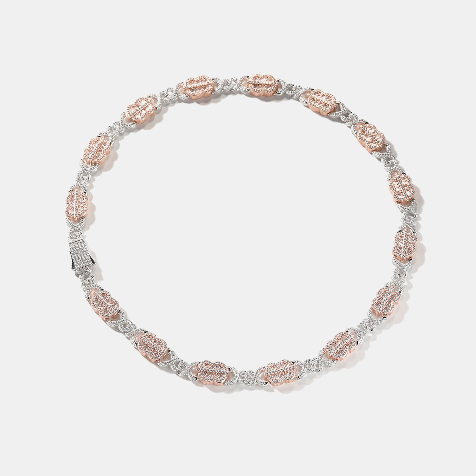 Blinged-Out Dollar Chain - White Gold