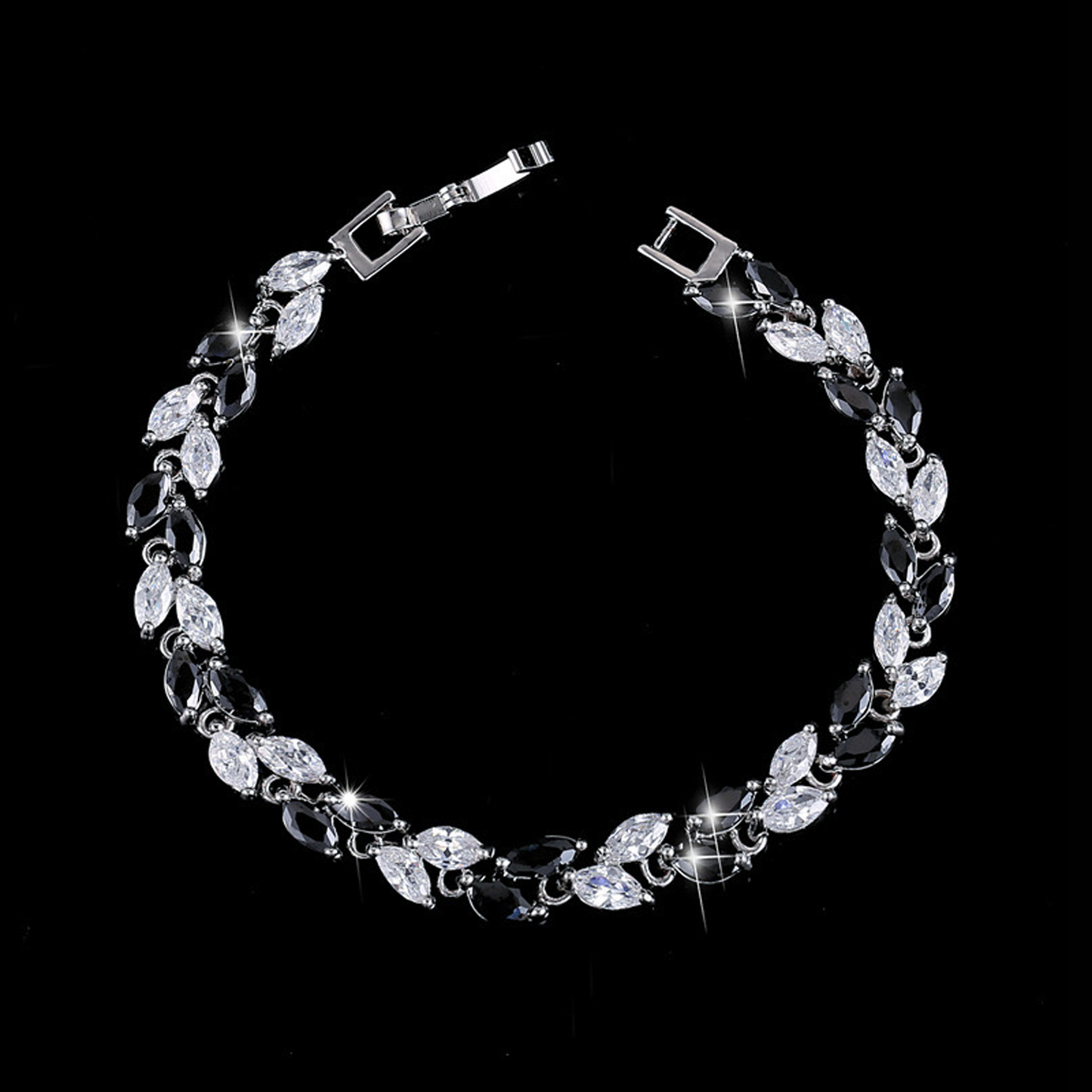 5mm Teardrop Tennis Link Bracelet - Panda