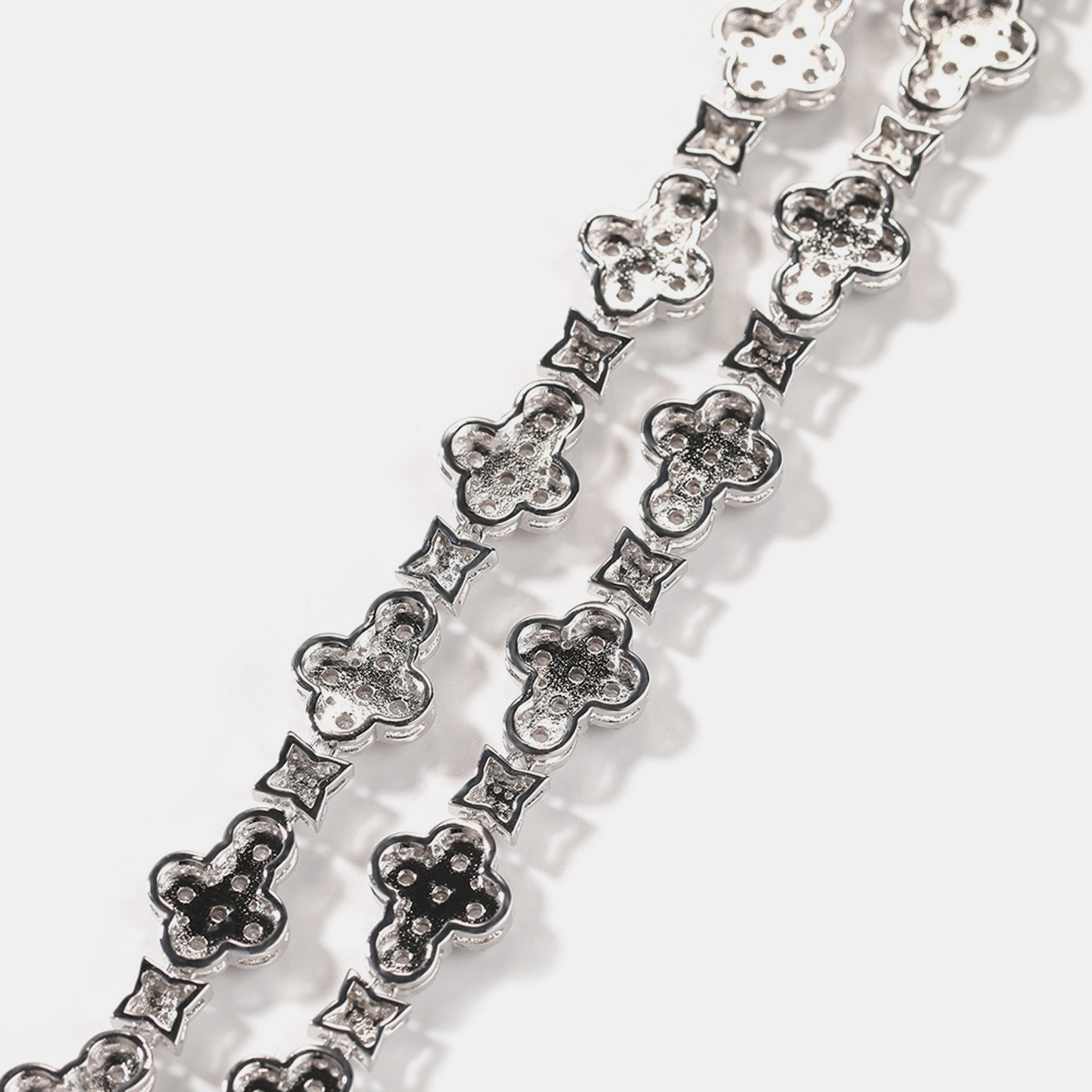 10mm Cross Star Link Chain - White Gold