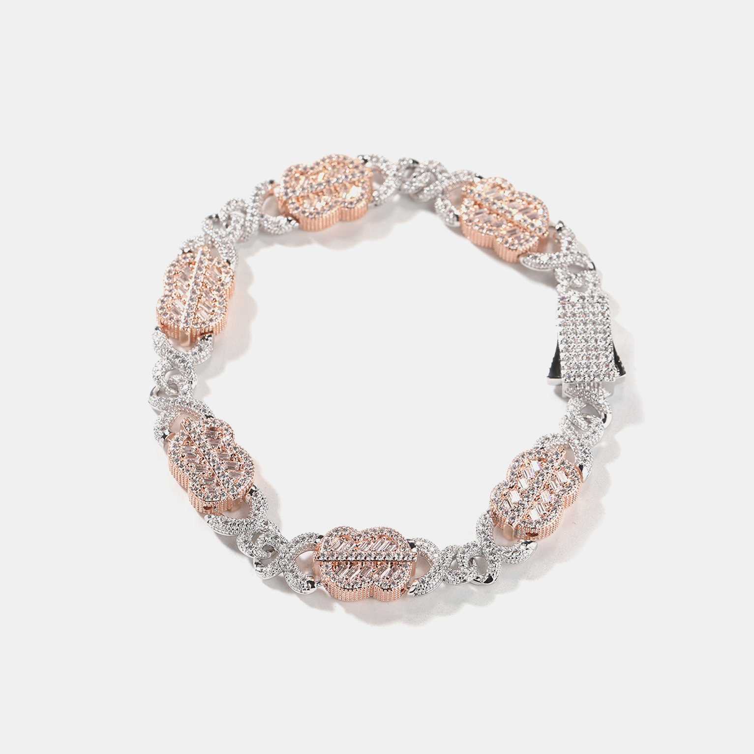 Blinged-Out Dollar Bracelet - White Gold