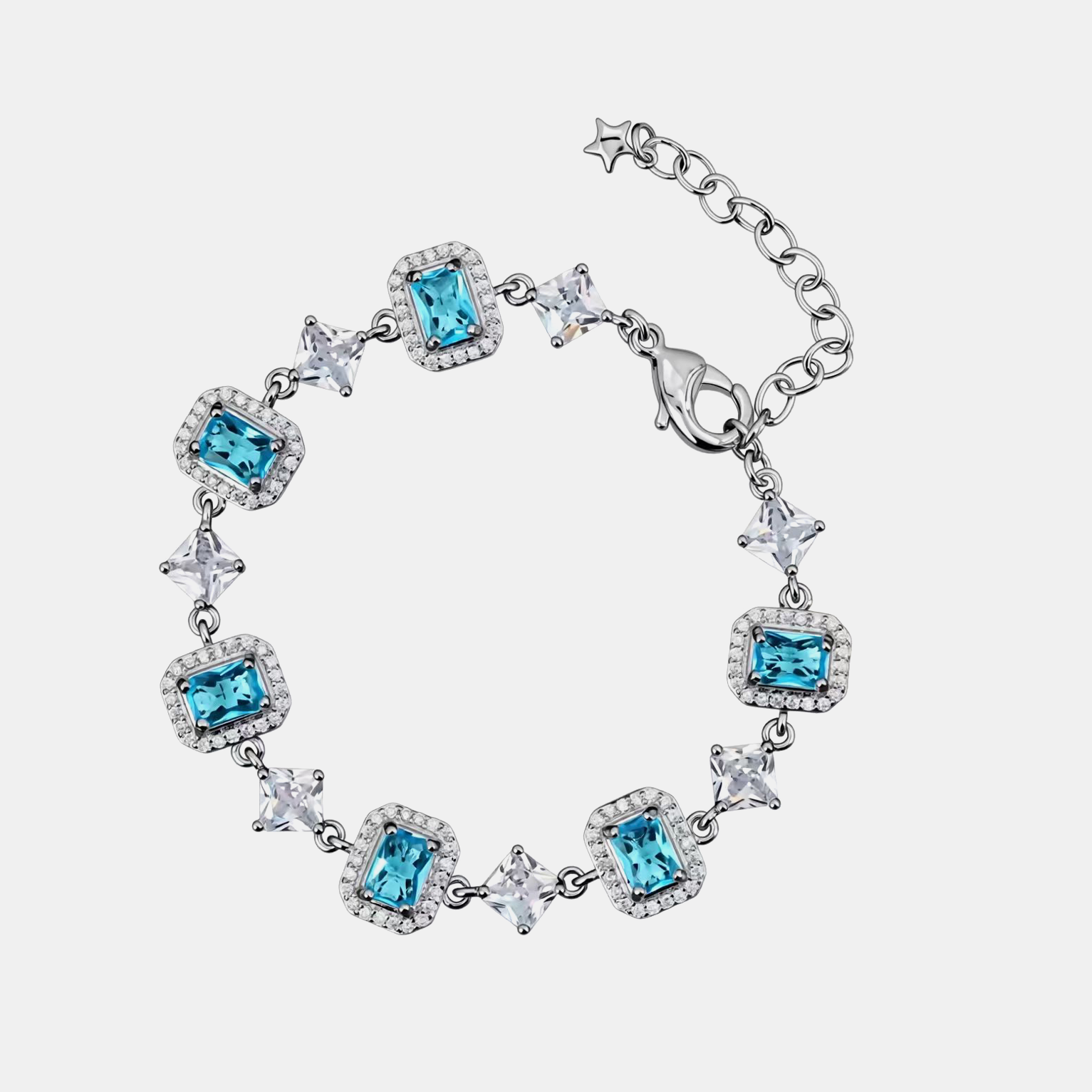 Emerald & Diamond Tennis Link Bracelet - Blue Gold