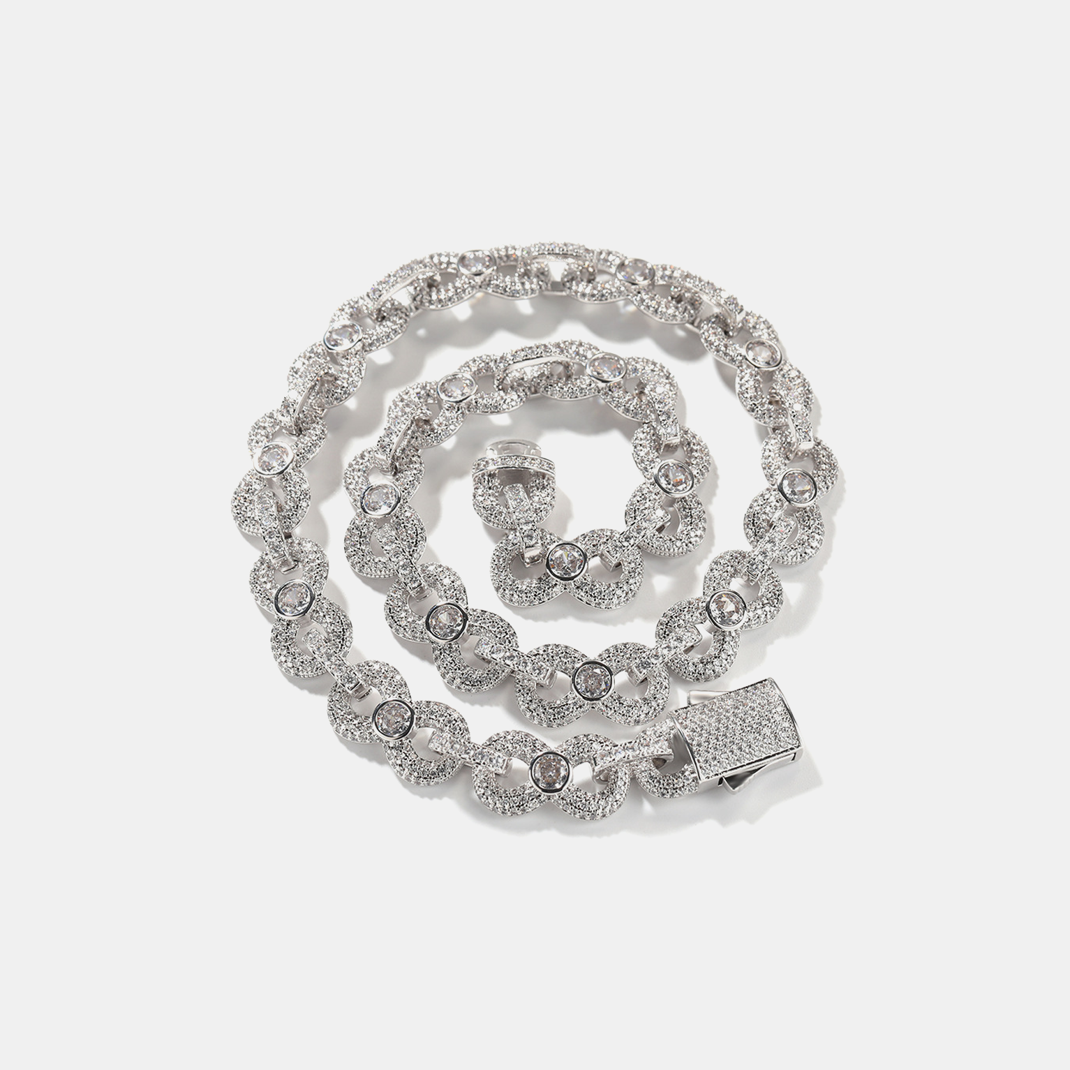 16mm Iced Infinity Bracelet - White Gold