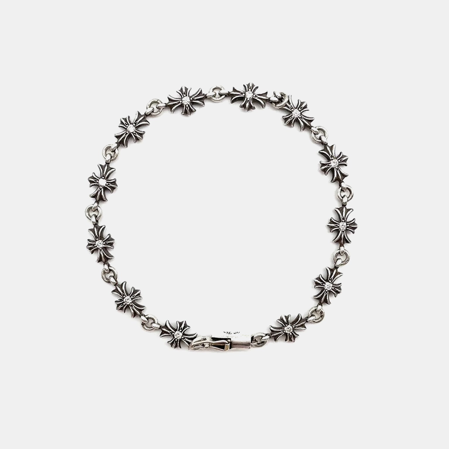 Iced Gothic Emblem Bracelet - White Gold