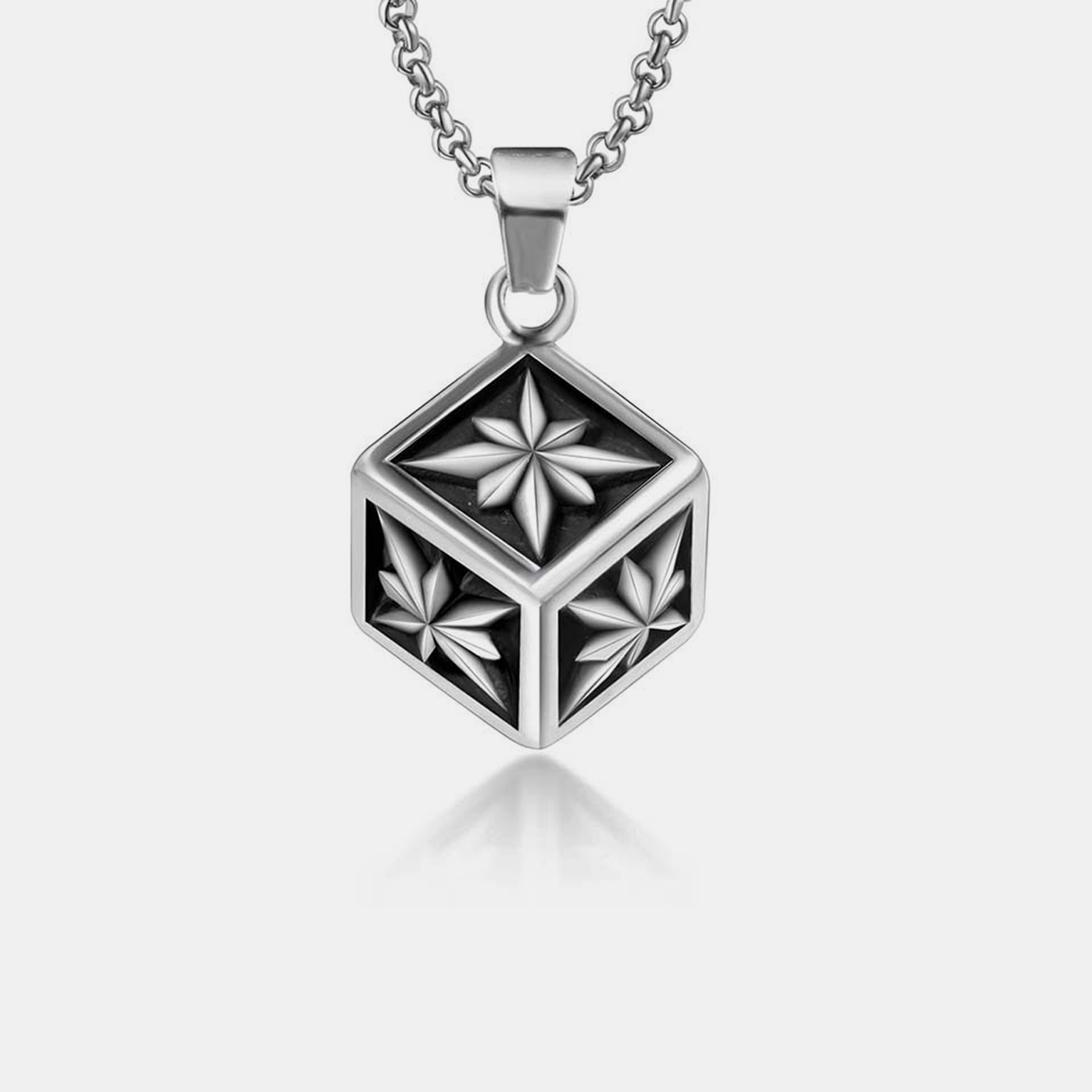 Dice Star Cube Pendant - Silver