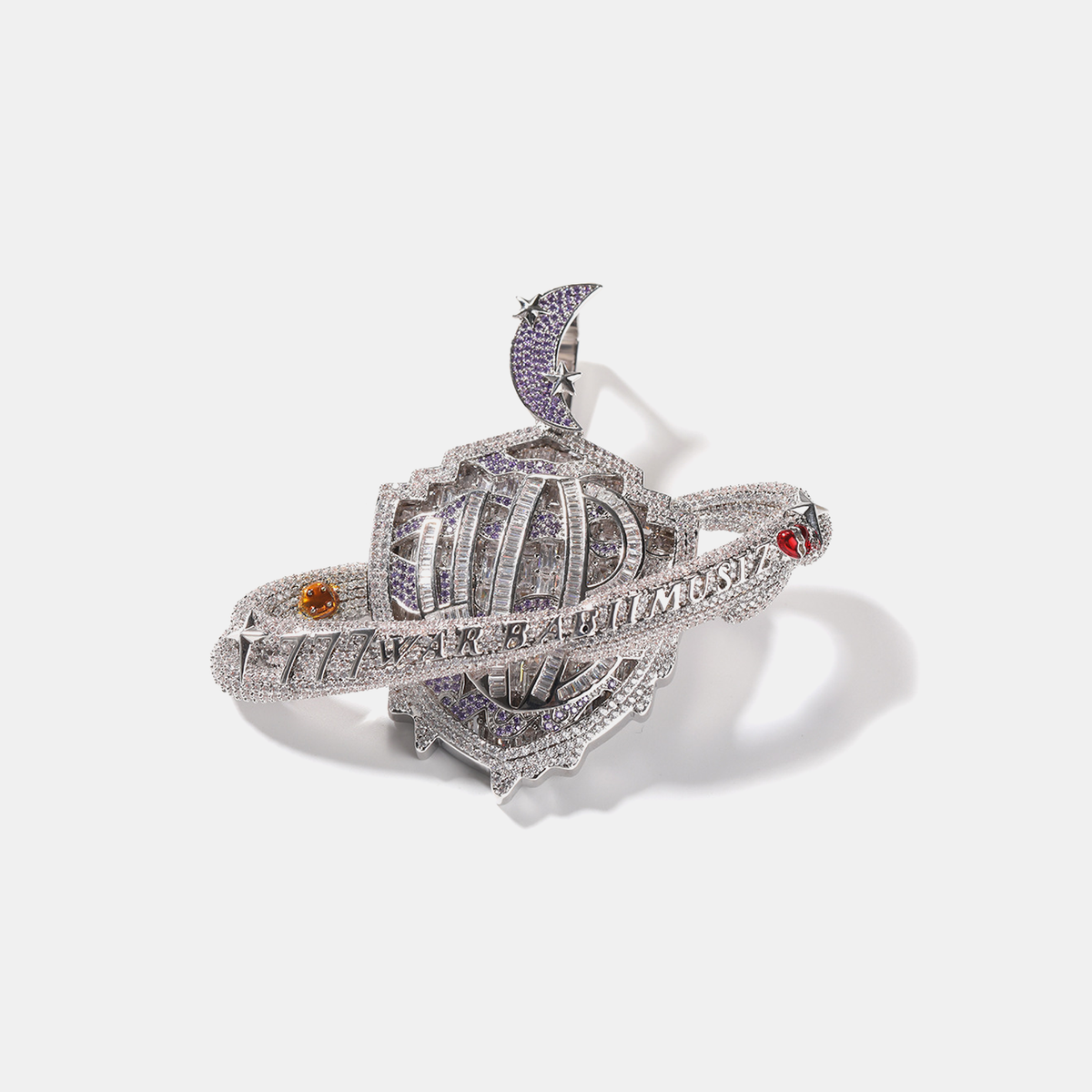 Iced Nebula Crest Pendant - White Gold