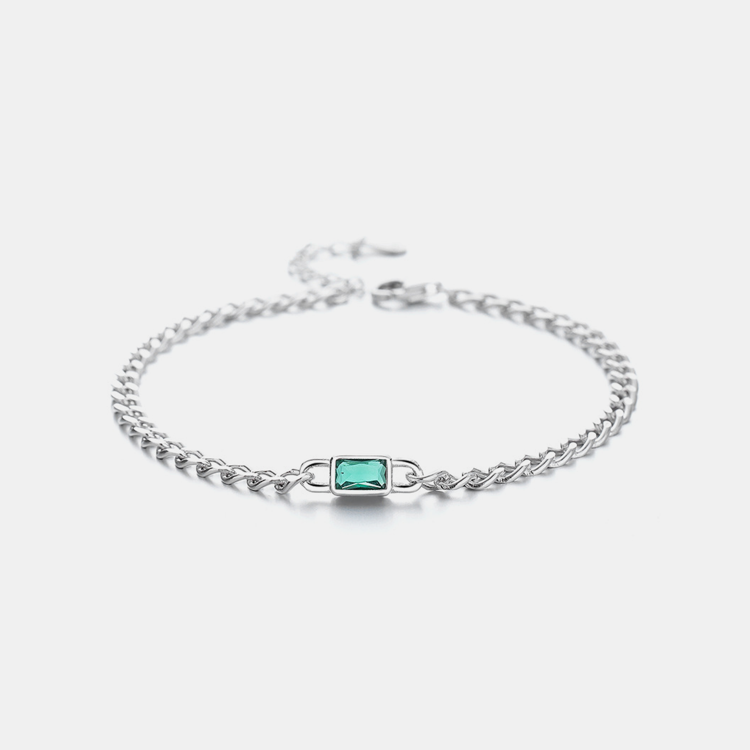 Center Green GEMSTONE Bracelet - White Gold