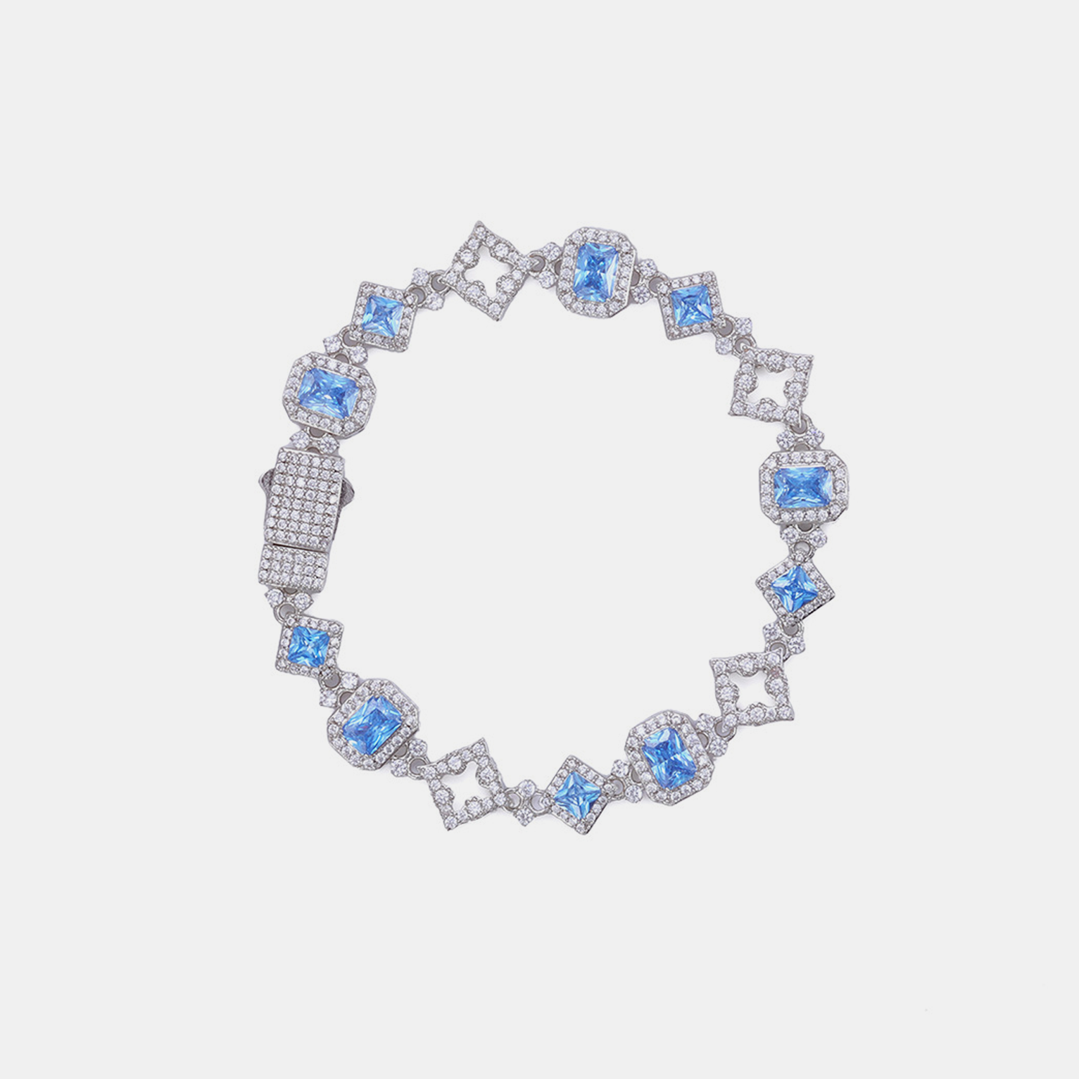 11mm Geometric Blue Gemstone Bracelet - White Gold