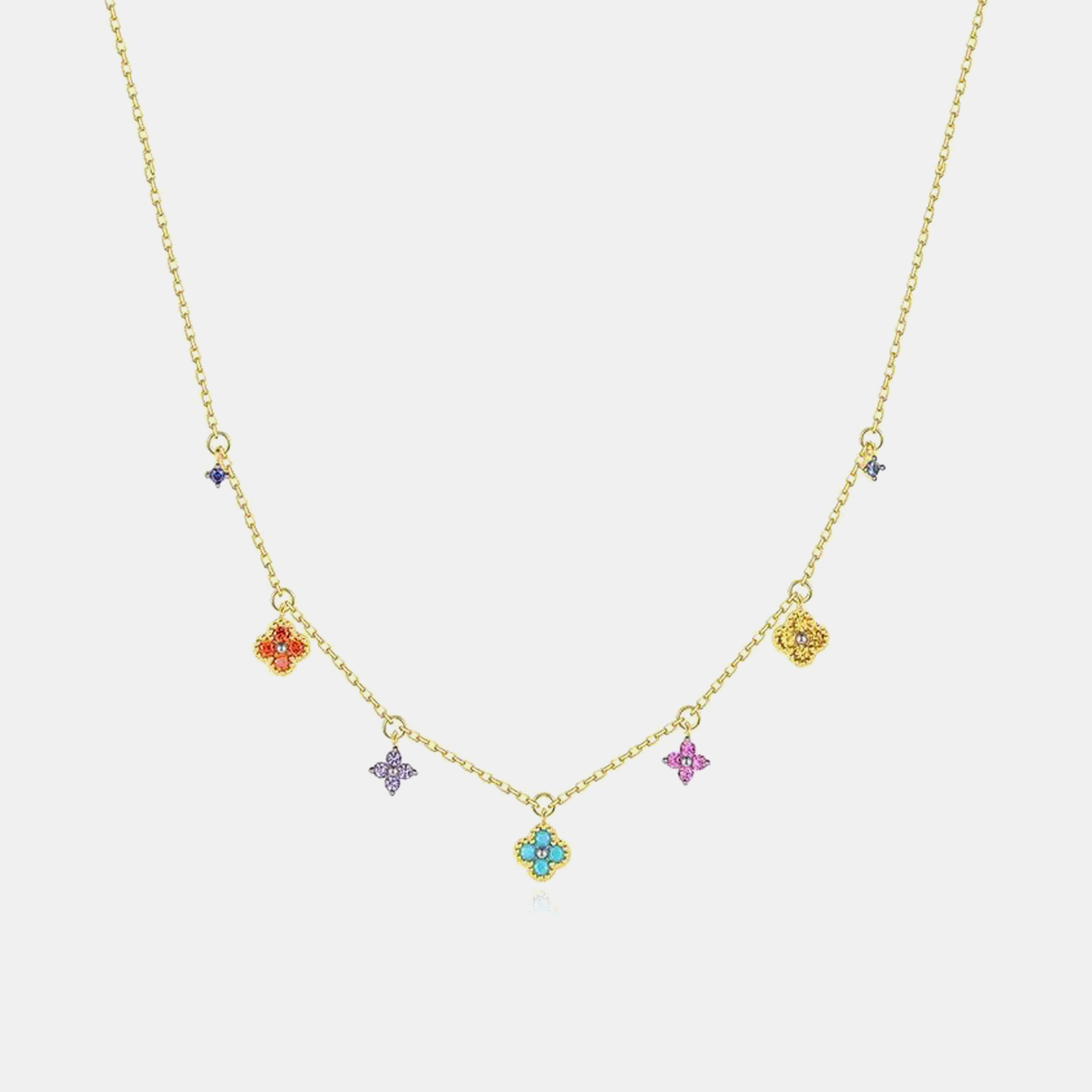 Pastel Bloom Gem Necklace - Gold