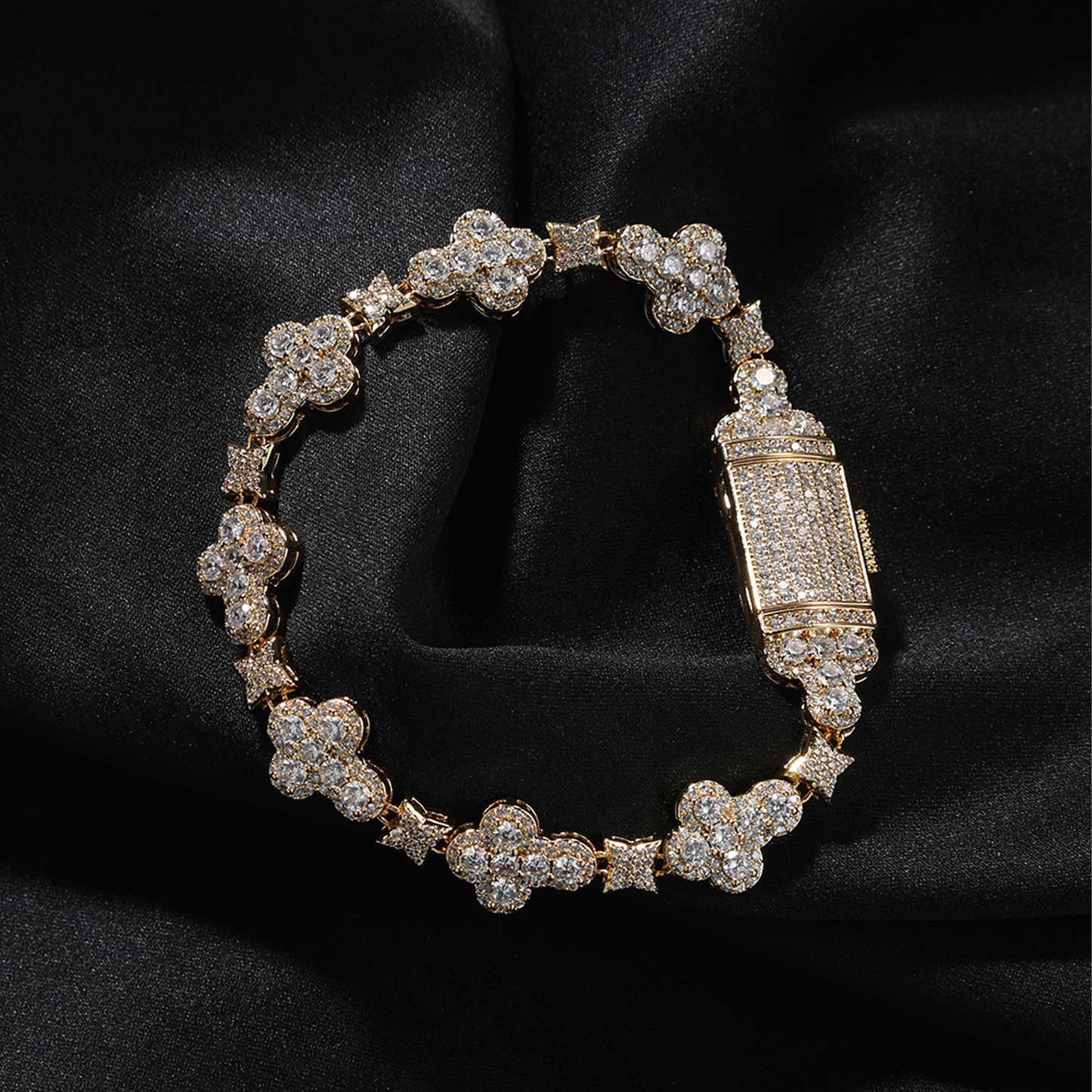 10mm Cross Star Link Bracalet - Gold