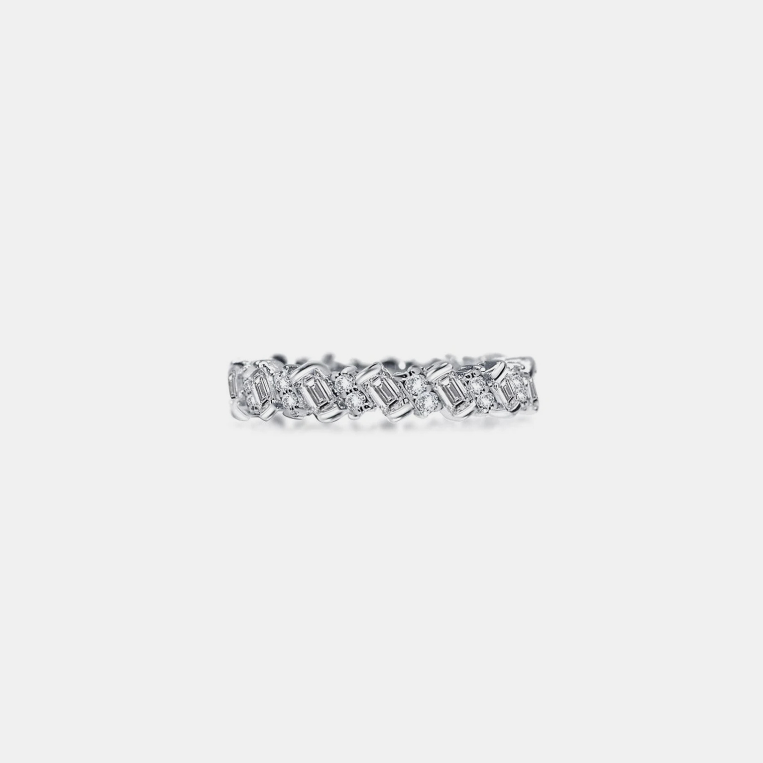 Iced Emerald Eternity Ring - White Gold