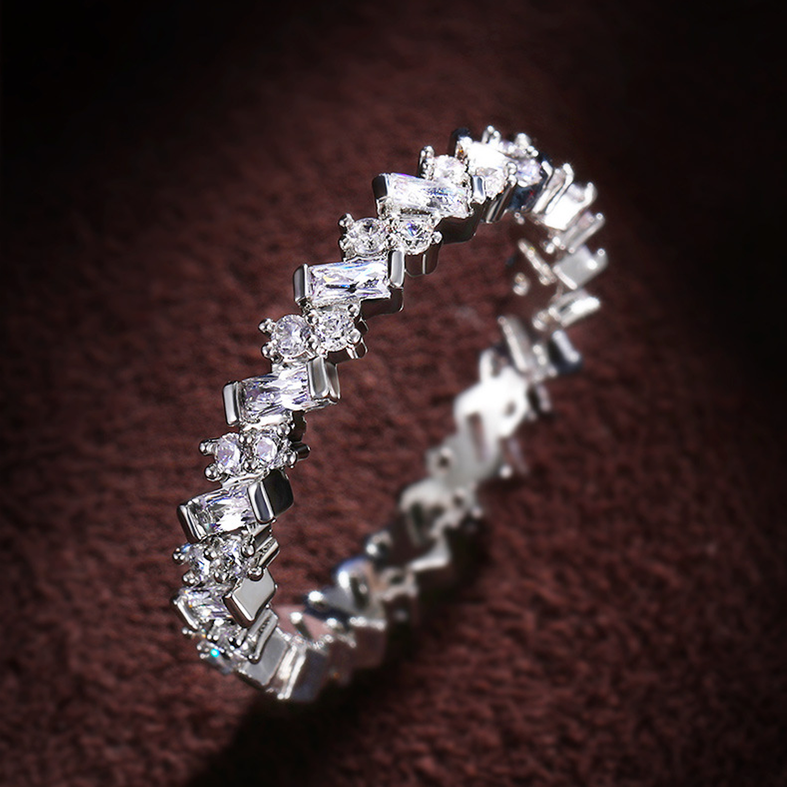 Iced Emerald Eternity Ring - White Gold