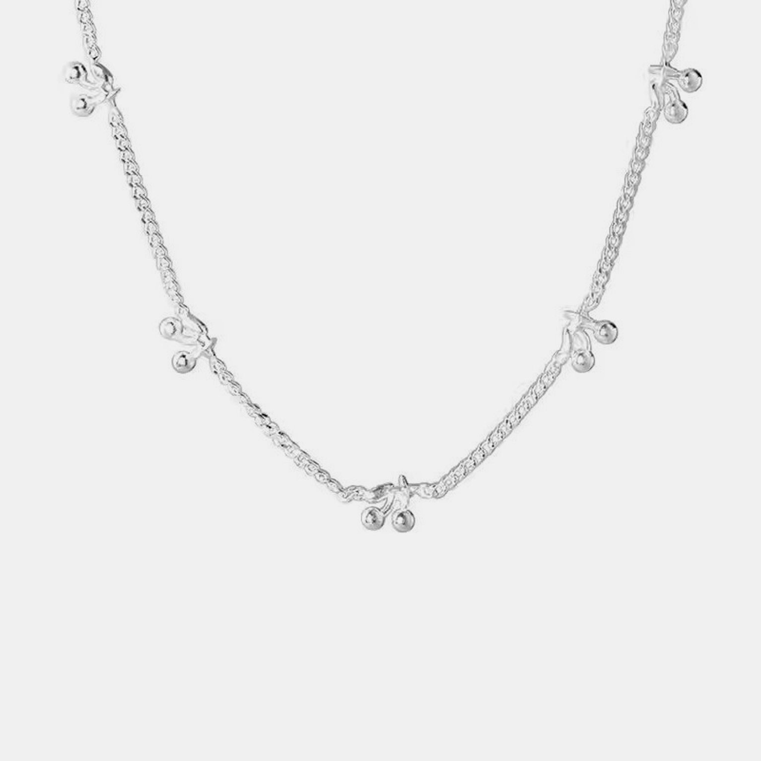 Cherry Bloom Choker Chain - Silver