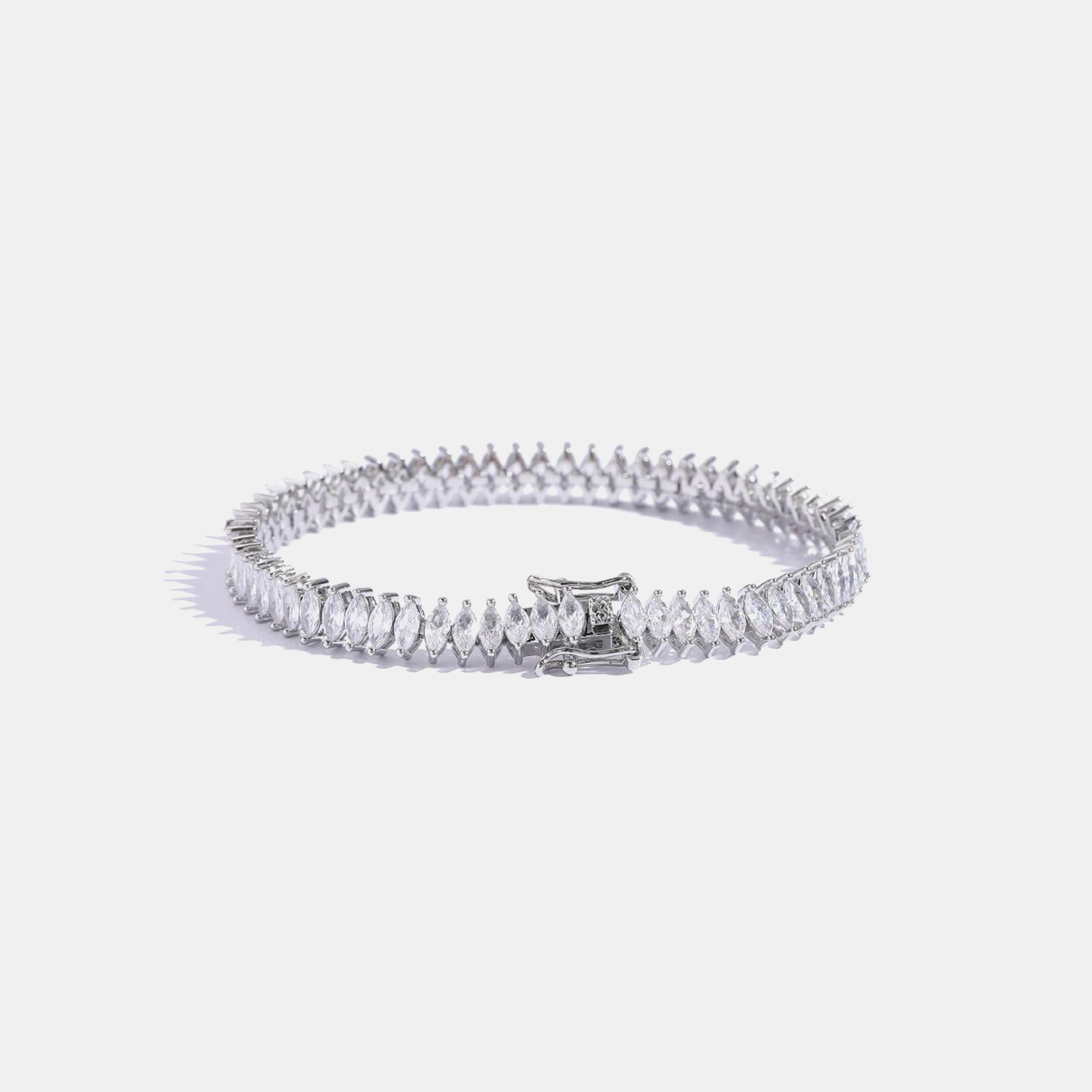 Marquise Tennis Link Bracelet - White Gold