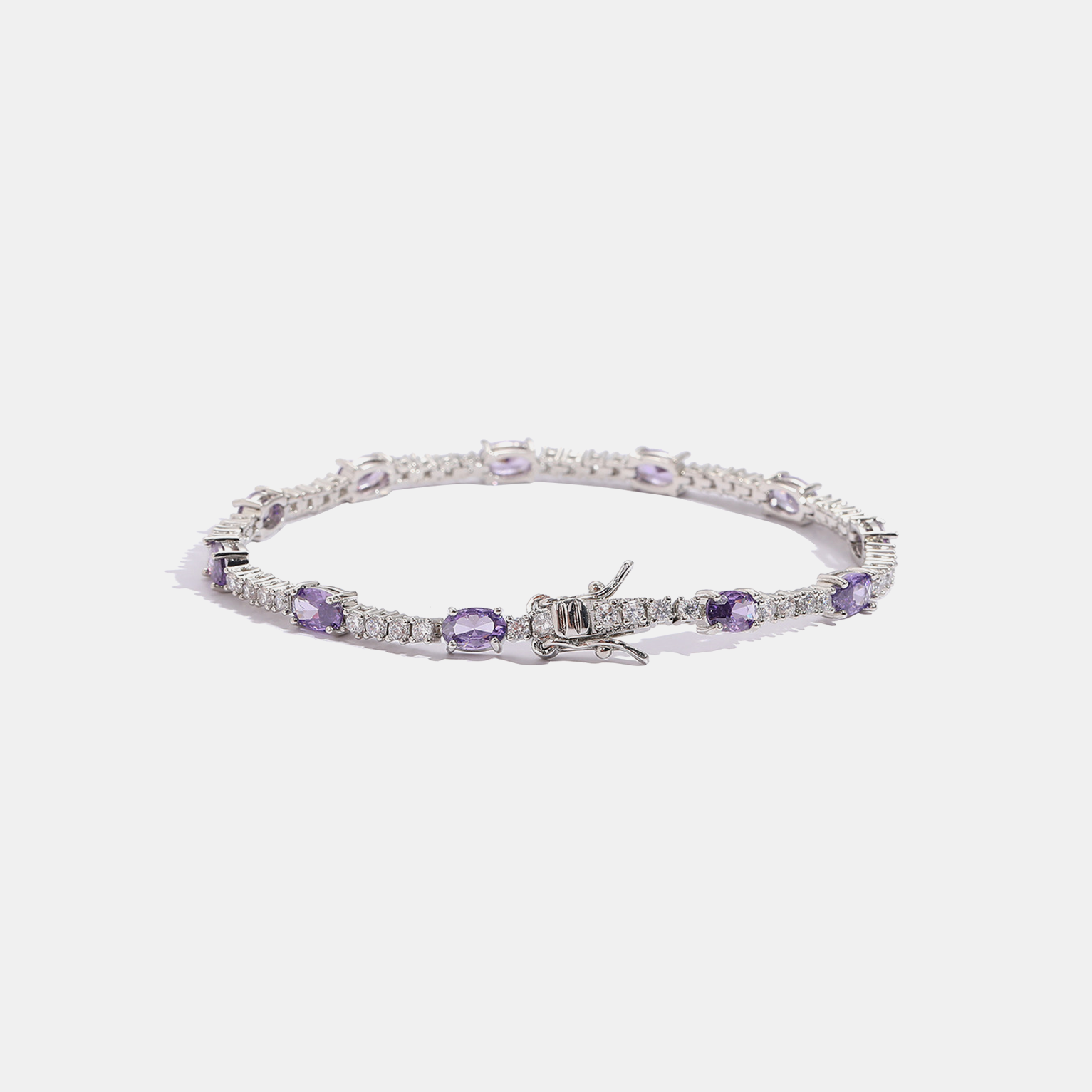 Baguette Tennis Link Bracelet - Purple Gold