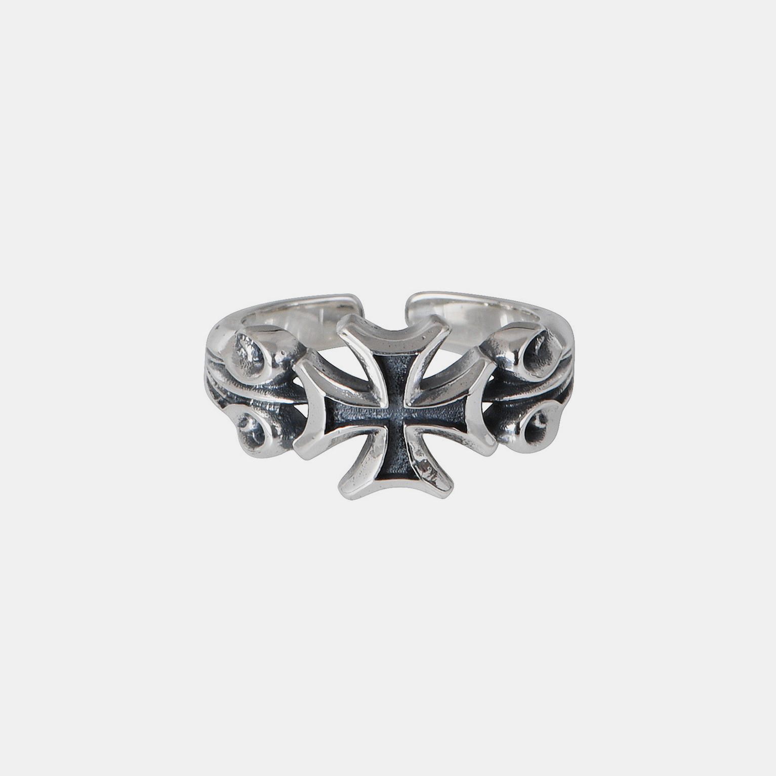 Gothic Cross Crucifix Ring (Open Cuff) - Silver
