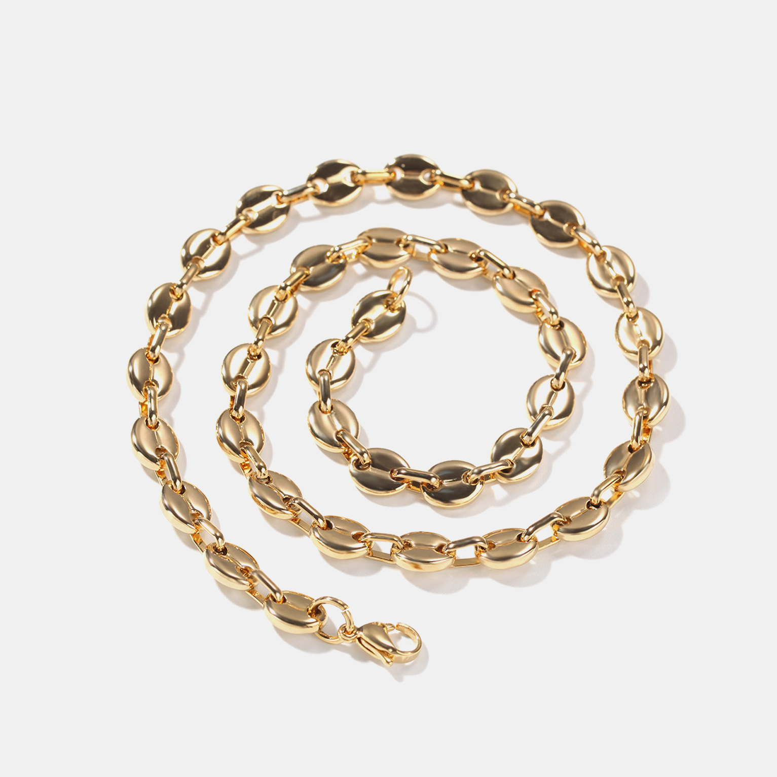 5mm Coffee Bean Link Chain - Gold