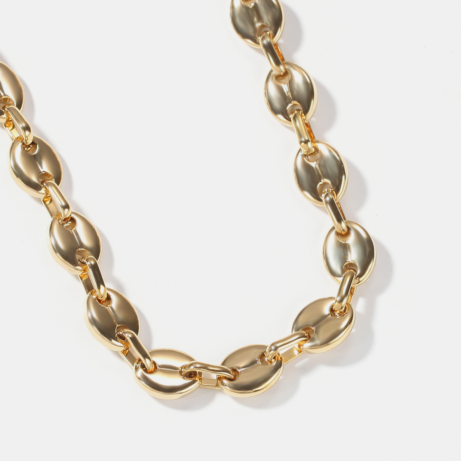 5mm Coffee Bean Link Chain - Gold