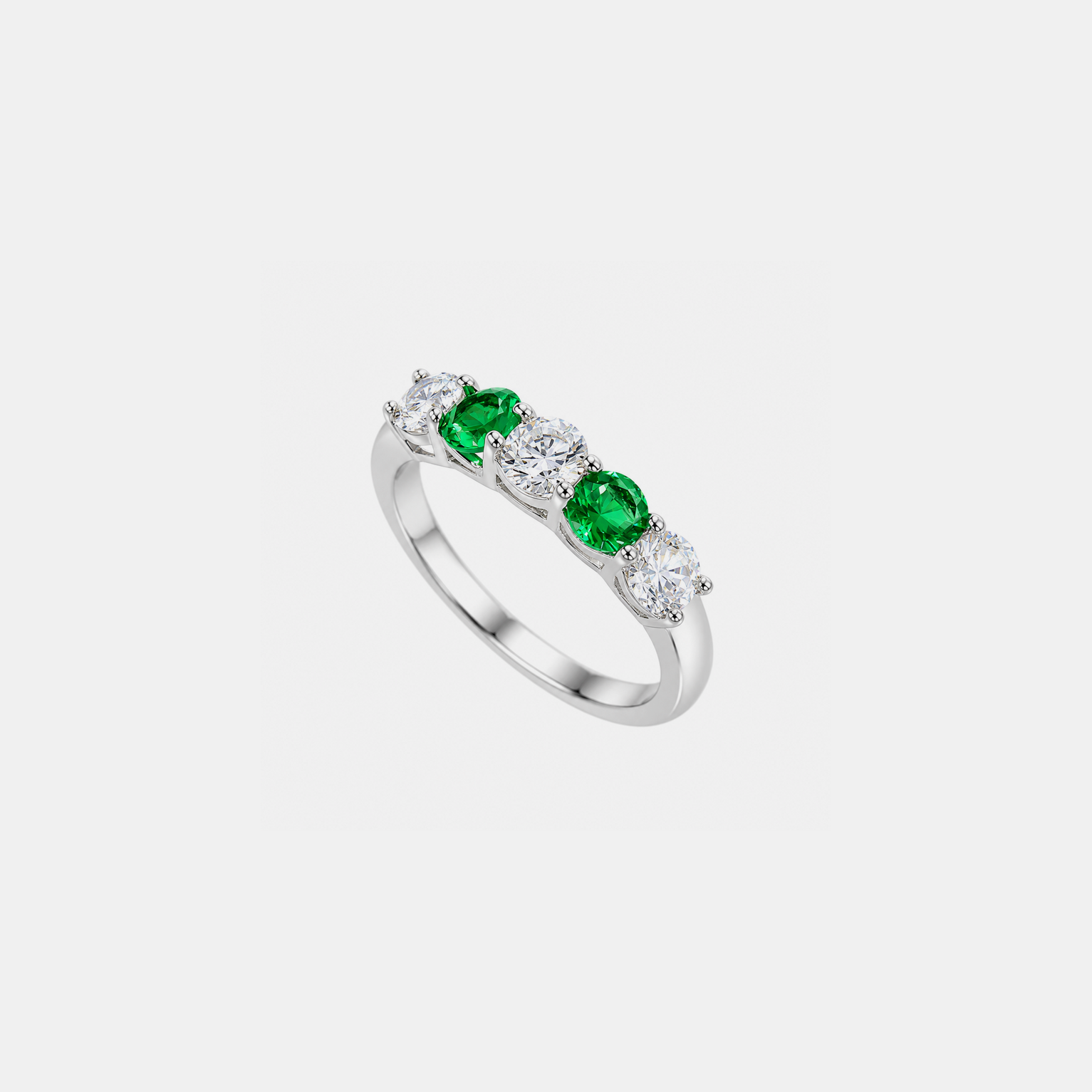 Iced Eternity Baguette Ring - Green Gold