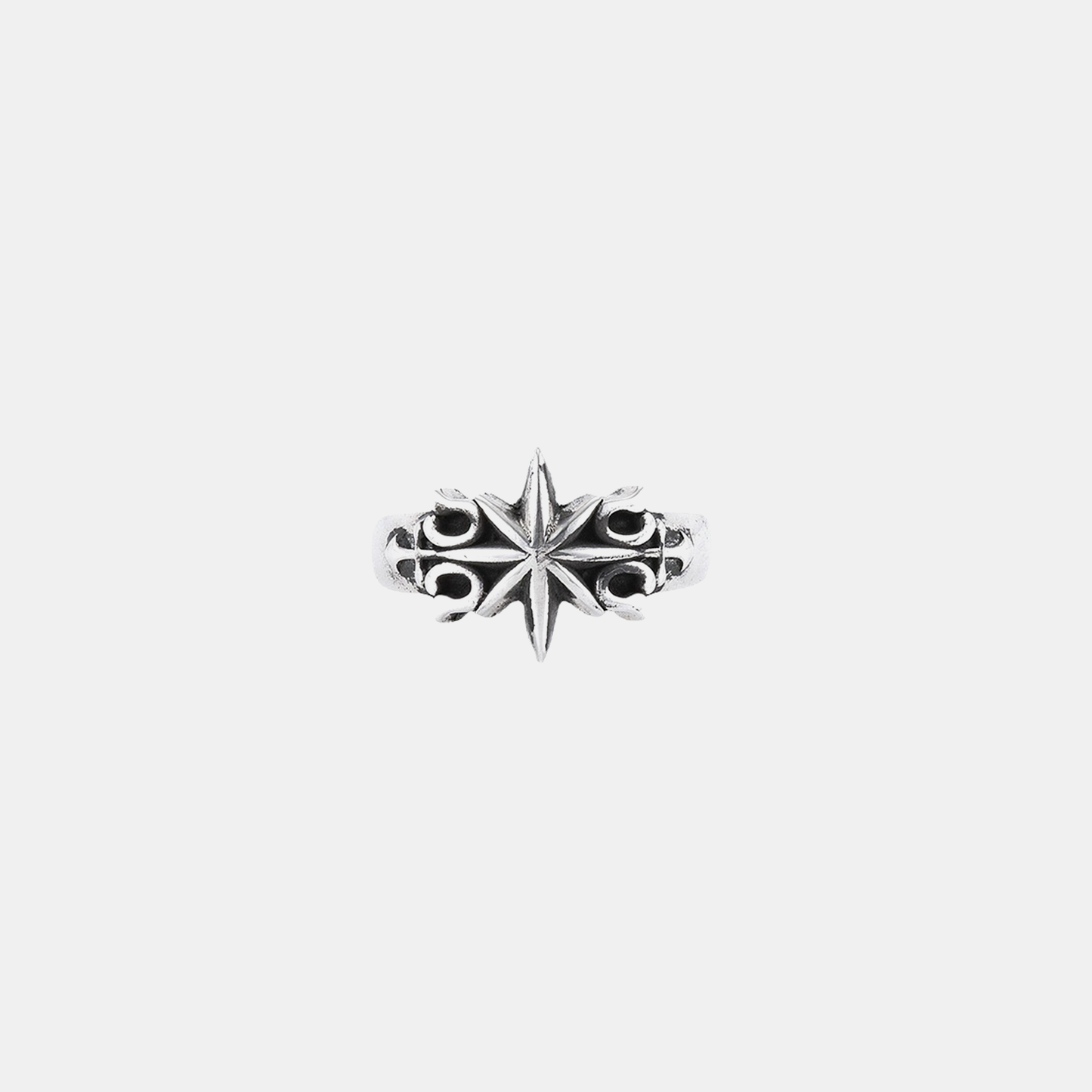 Hexa Star Ring (Open Cuff) - White Gold
