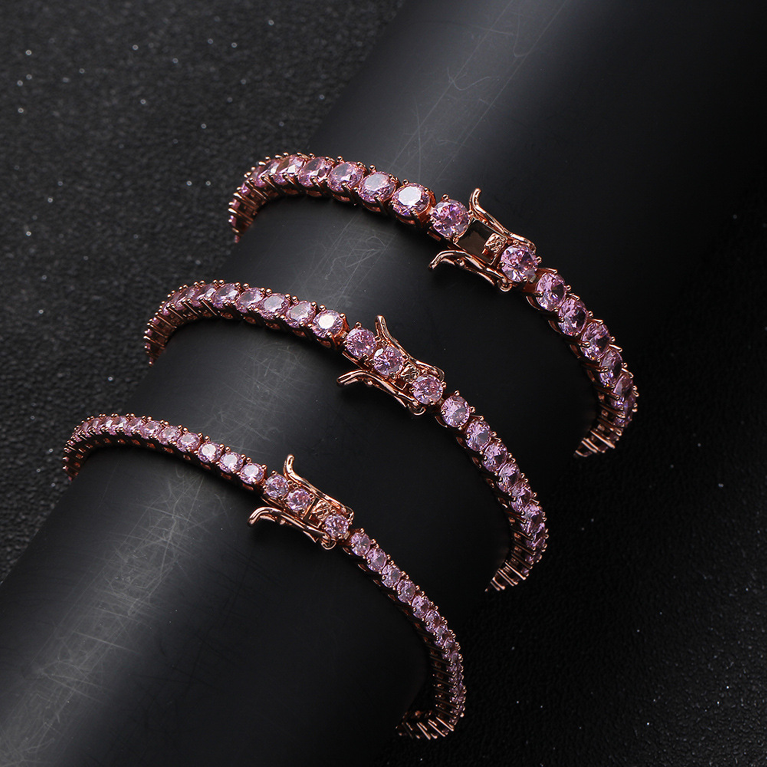 4mm Tennis Link Bracelet- Rose Gold