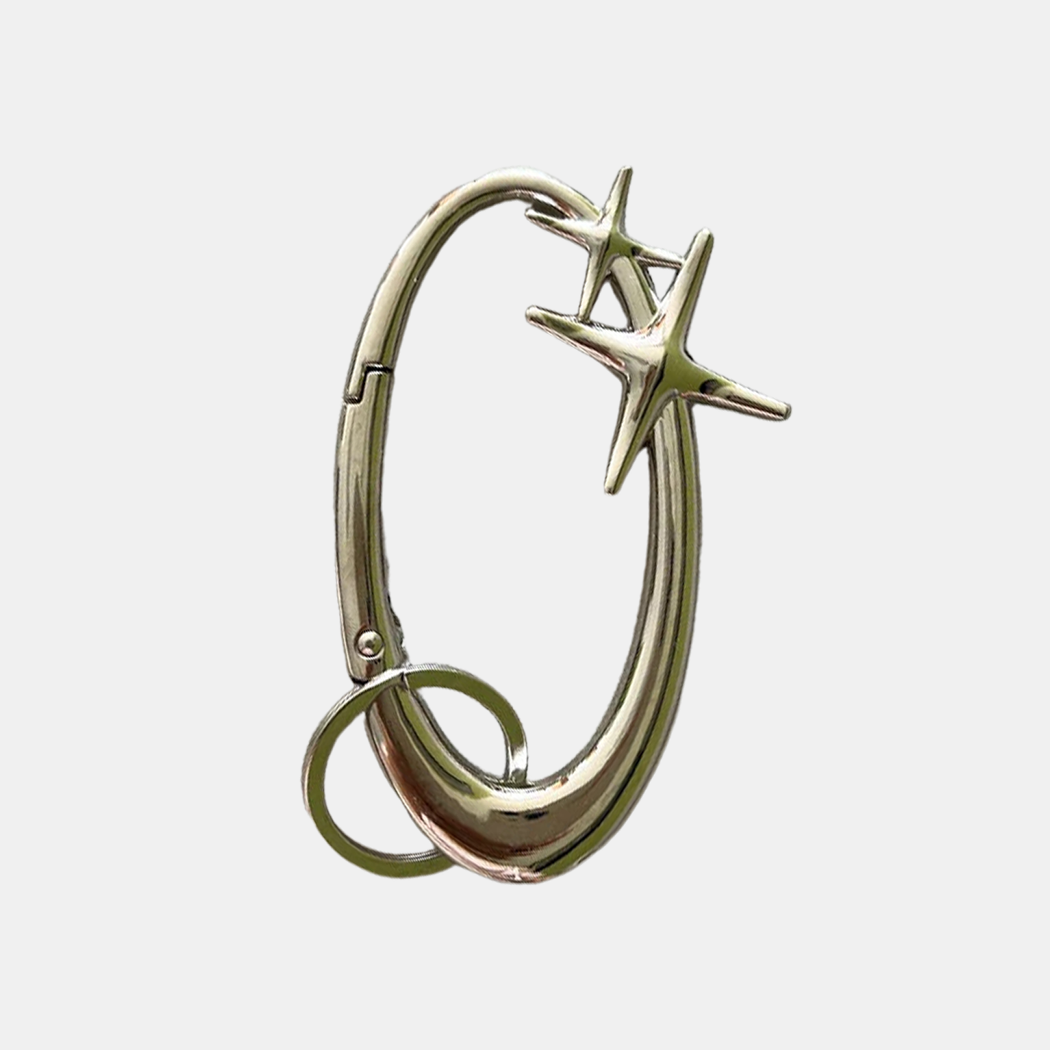 Sparkle Pentagram Cross Carabiner - Silver