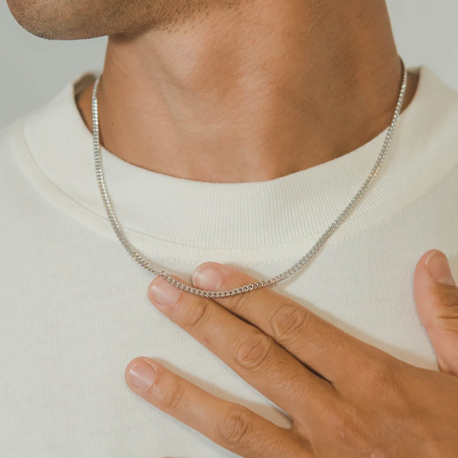 3mm Cuban Chain - White Gold