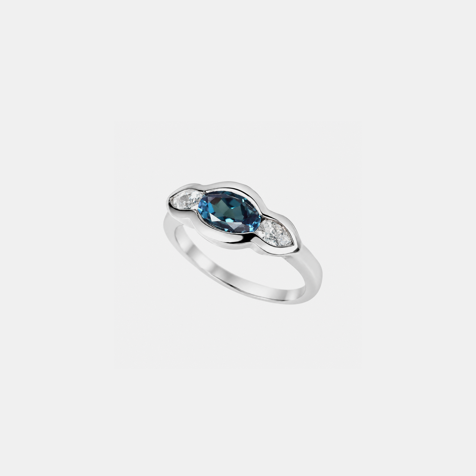 Iced Blue Saturn Ring - Blue Gold
