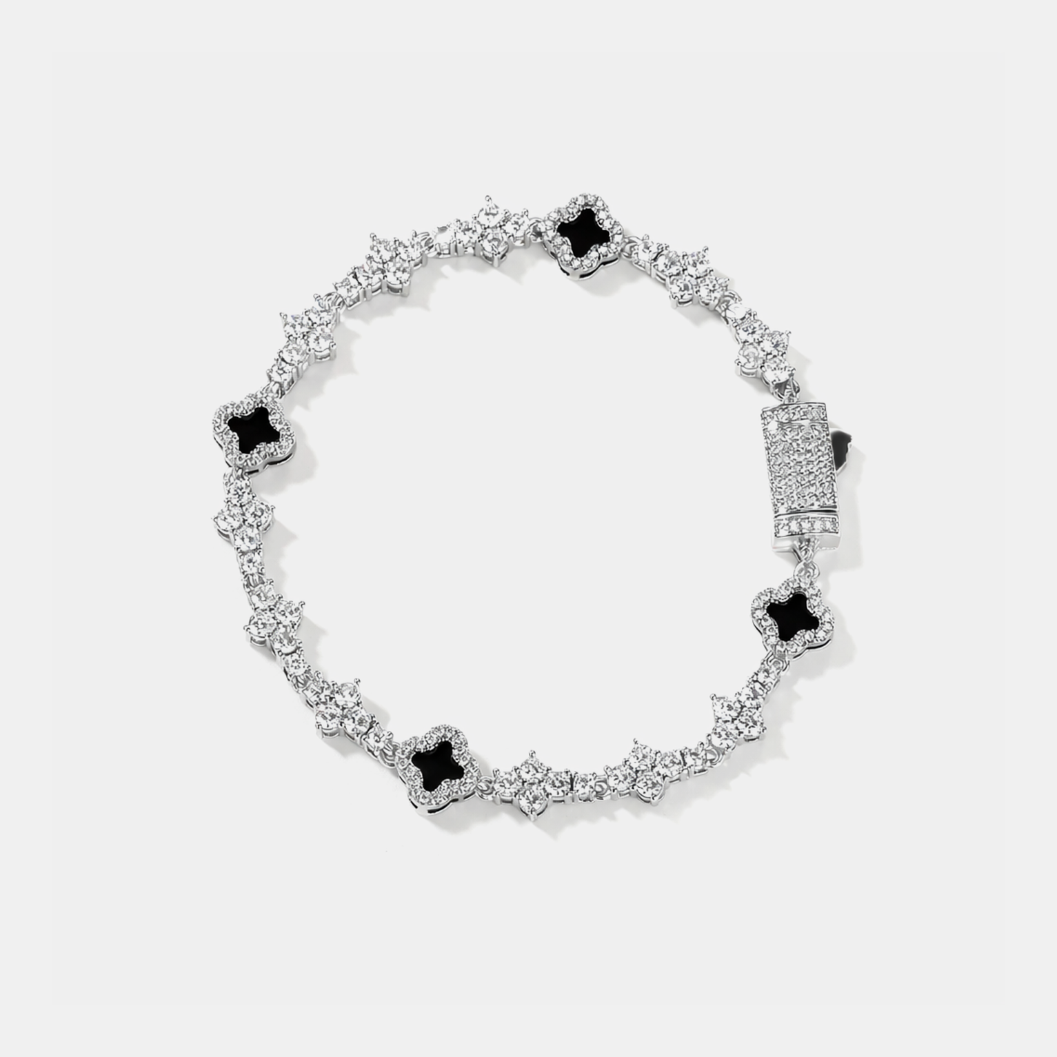 6mm Iced Clover Plane Tennis Bracelet – Black Gold