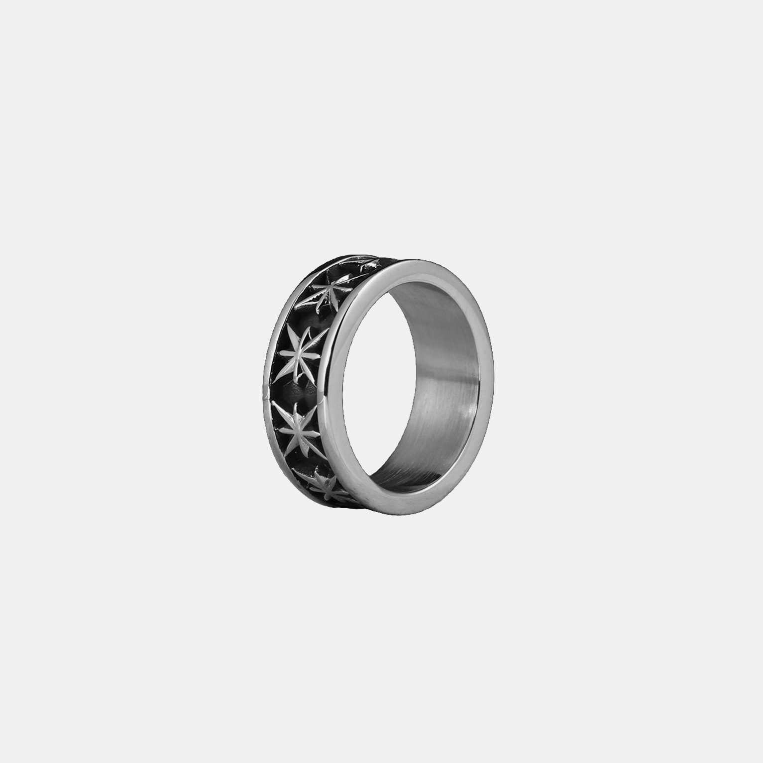 Gothic Carved Star Ring - Silver