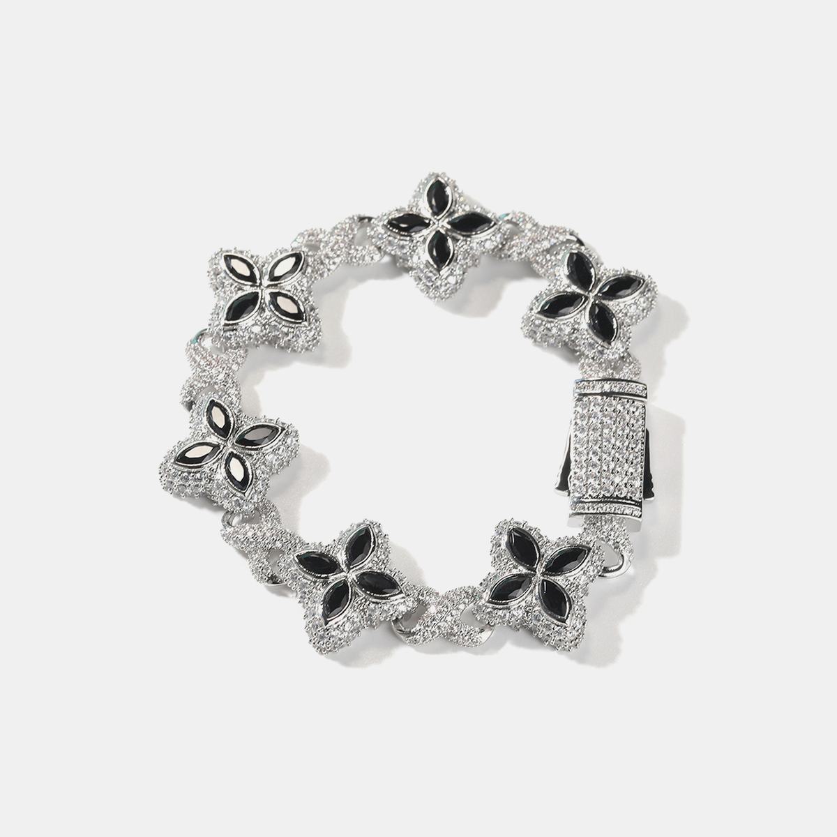 Iced Phantom Clover Bracelet - Black Gold