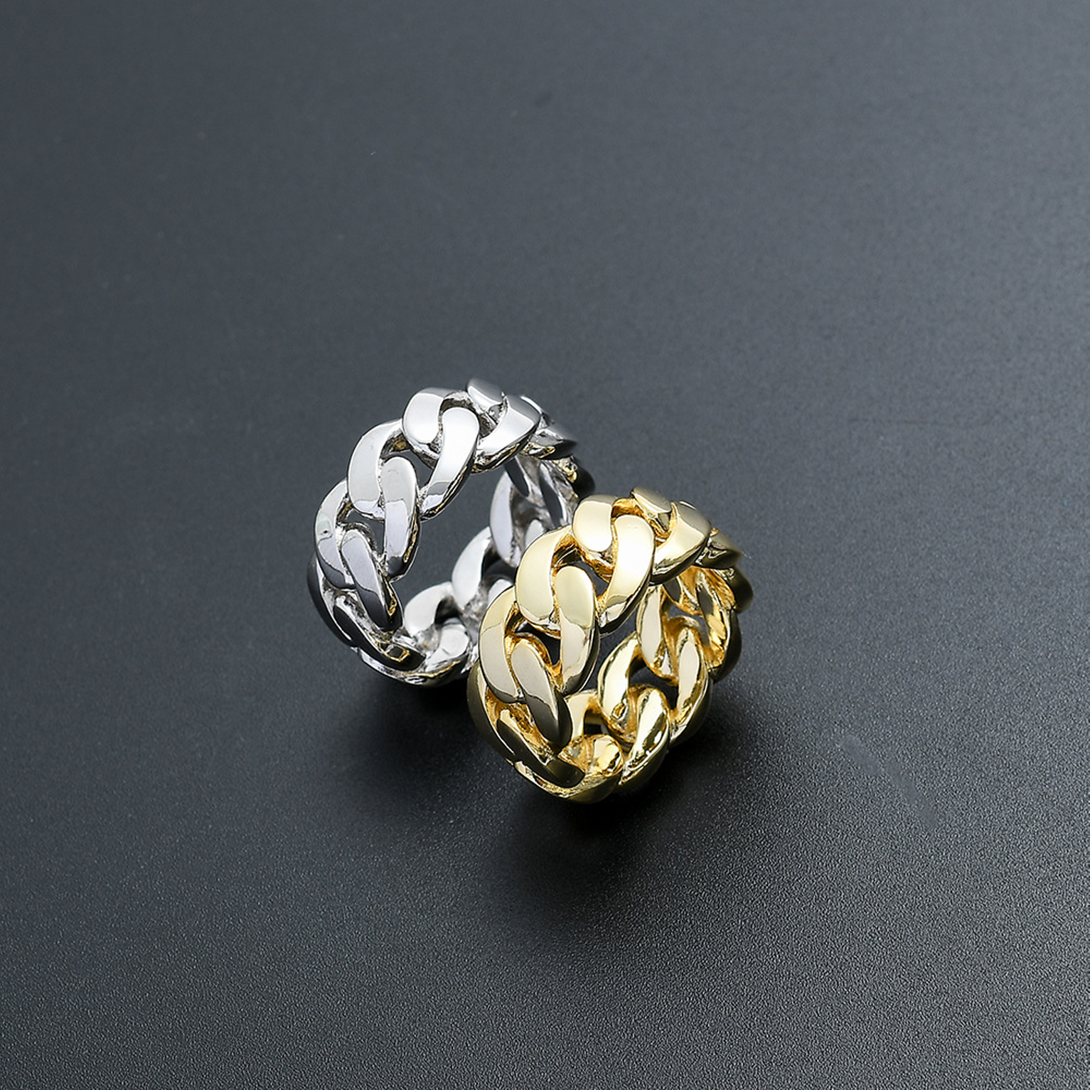 8mm Cuban Link Band Ring - Gold