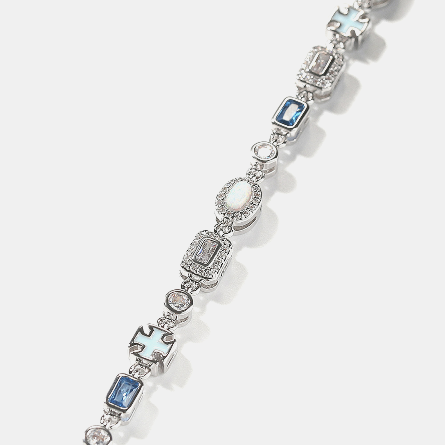 6mm Blue Mist Multi Gemstone Bracelet - White Gold