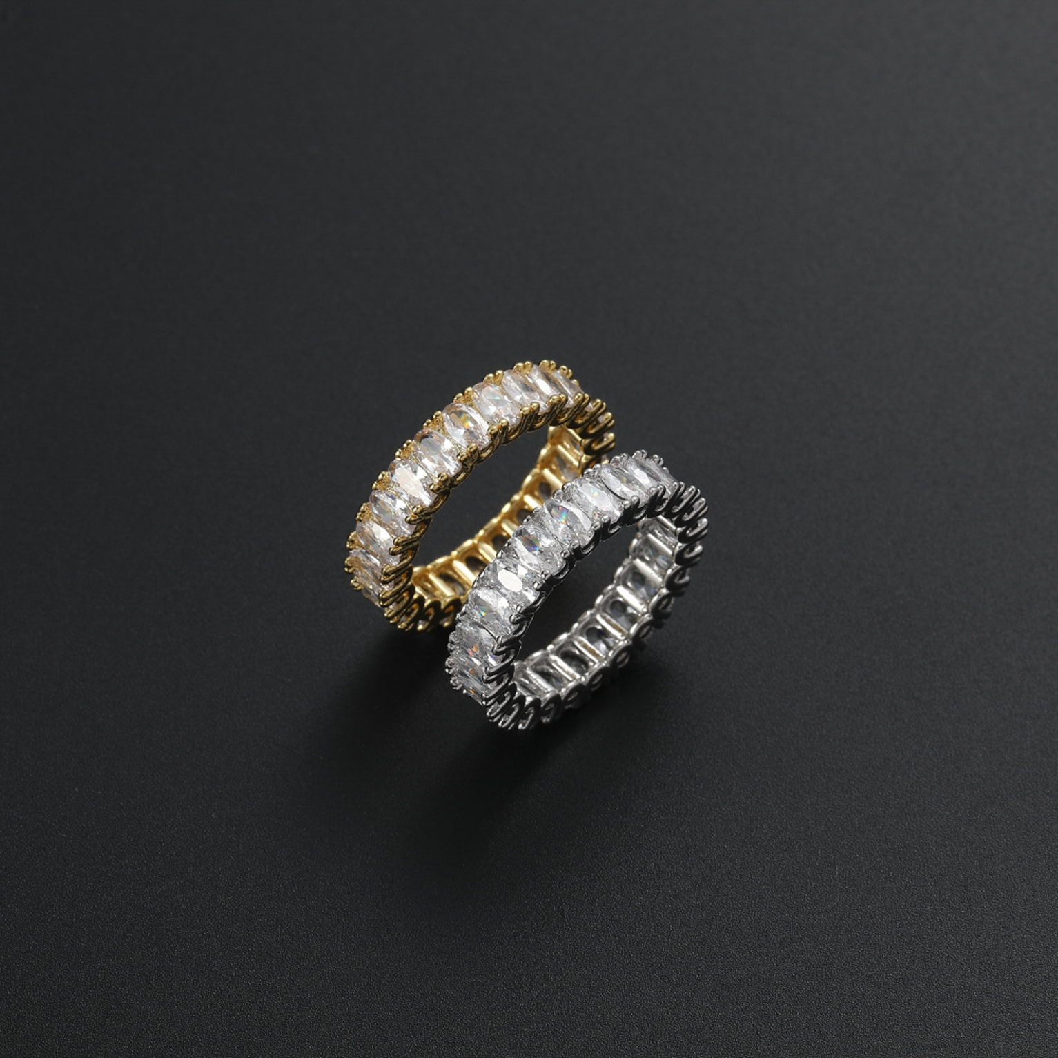 Iced Oval Eternity Ring - White Gold