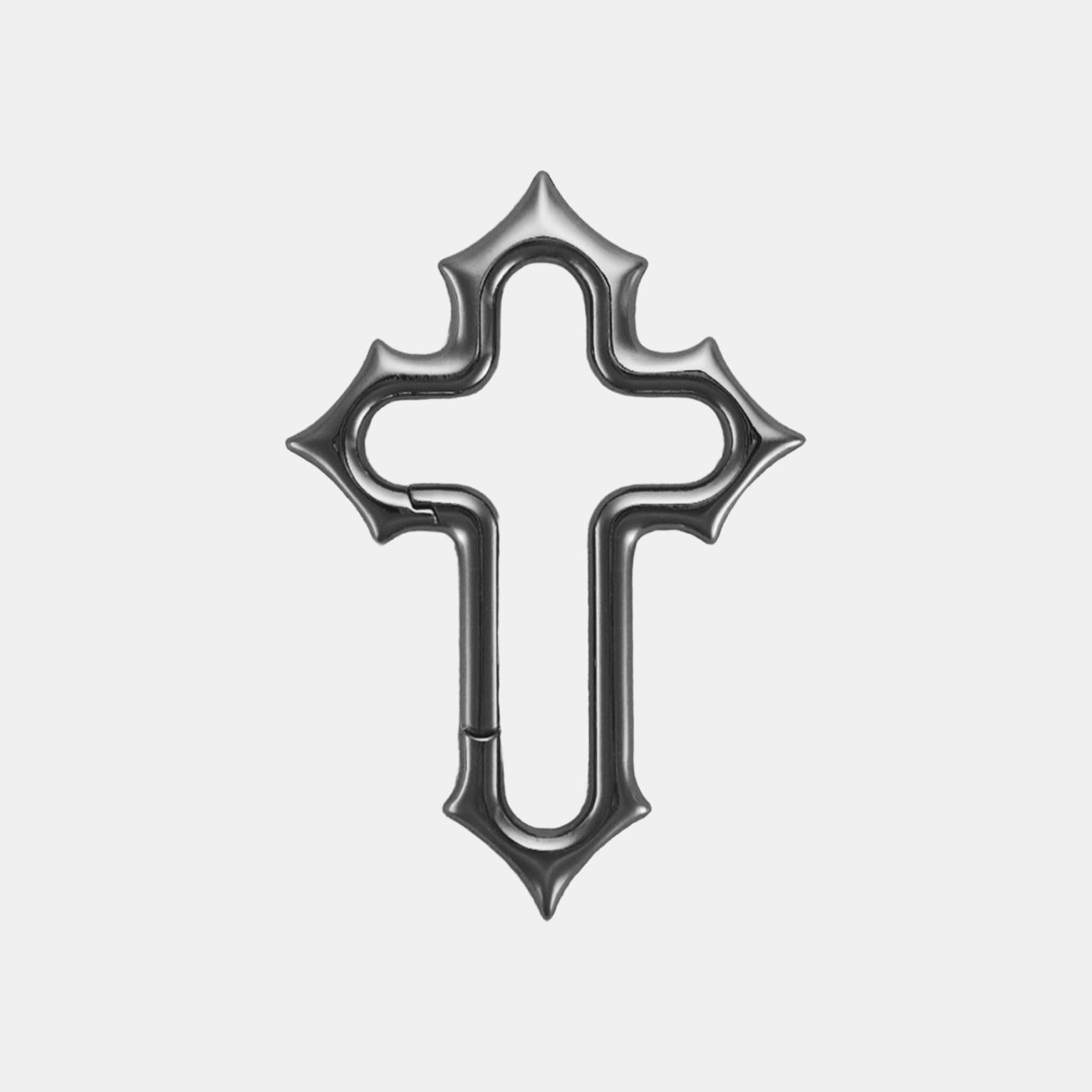 Gothic Cross Steel Carabiner - Silver
