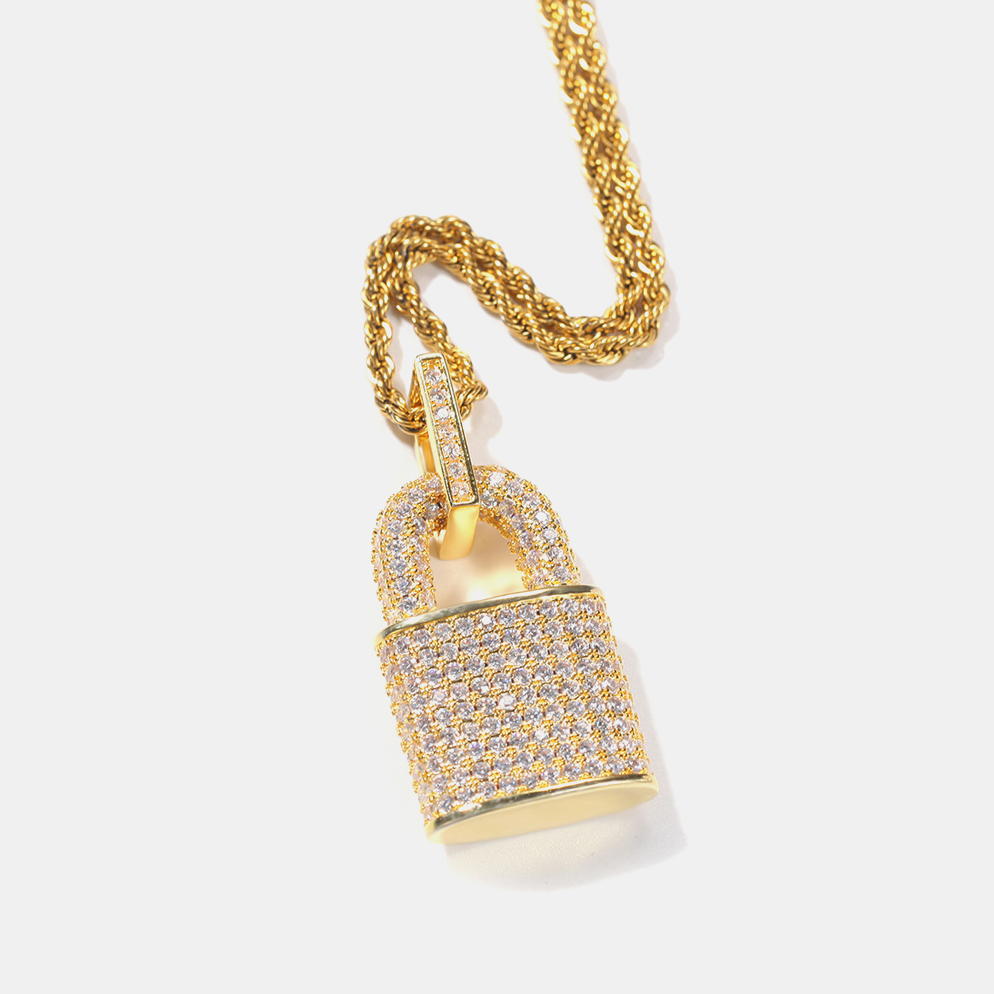 Iced Padlock Pendant - Gold
