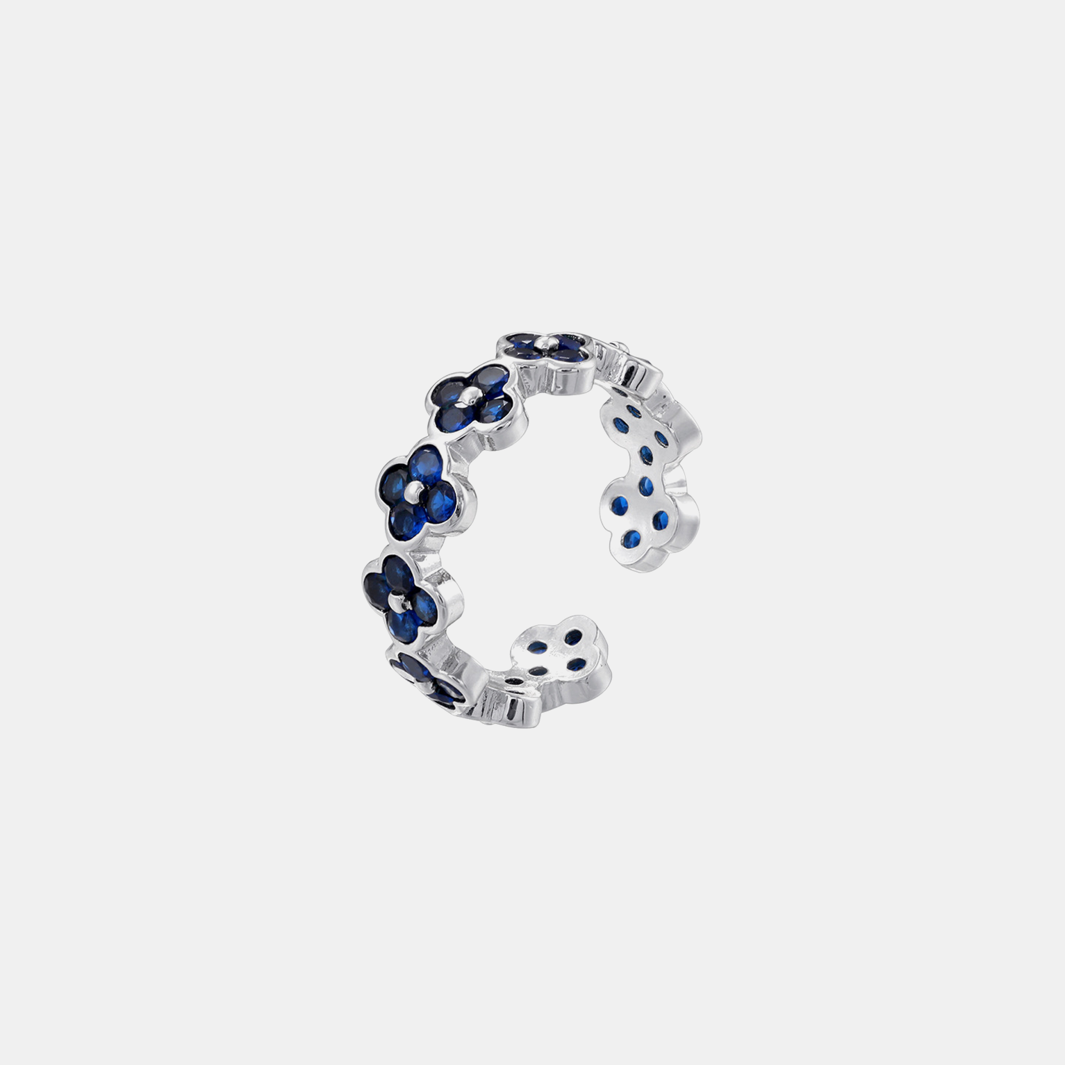 Lucky Clover Ring (Open Cuff) - Blue