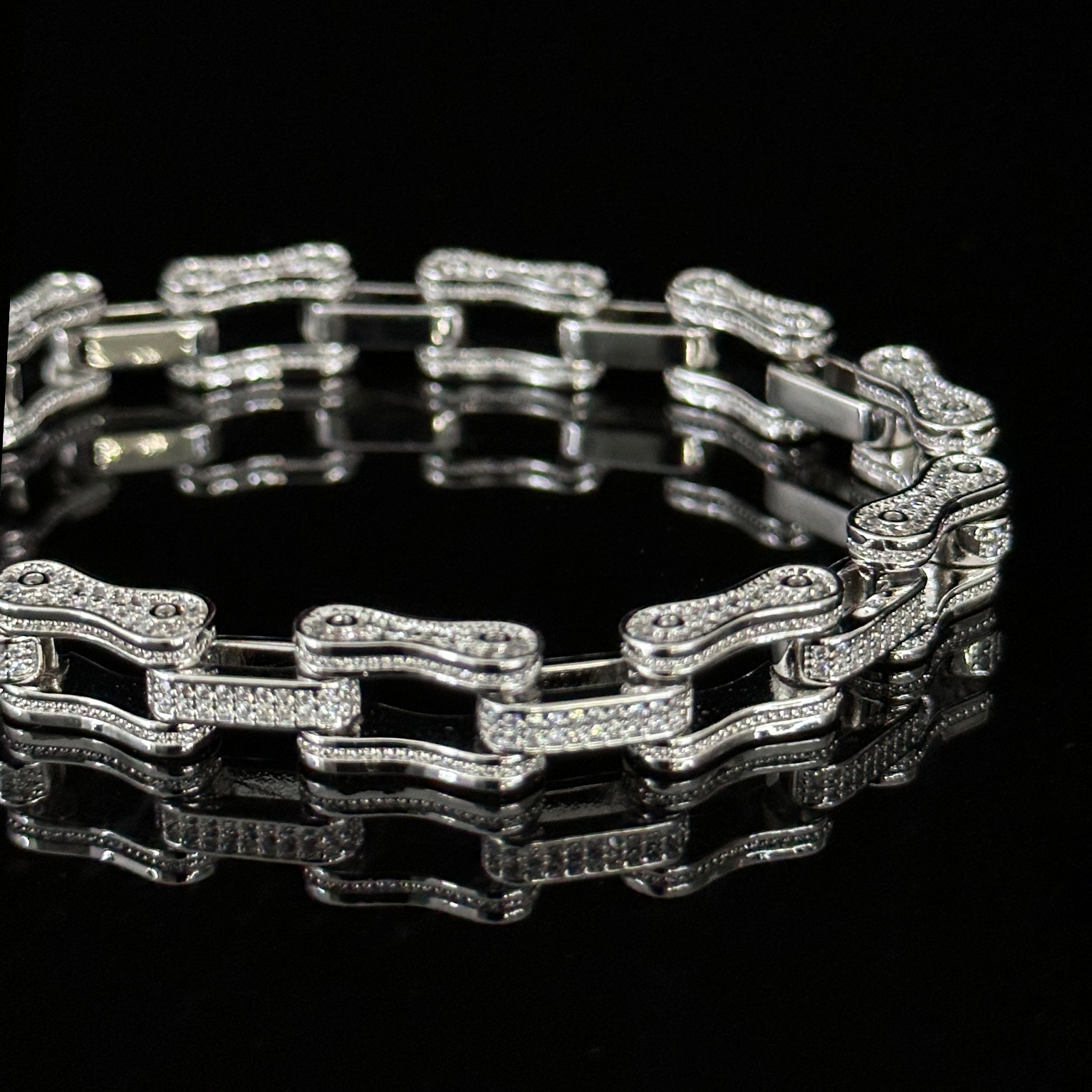 5mm Bicycle Link Bracelet - White Gold