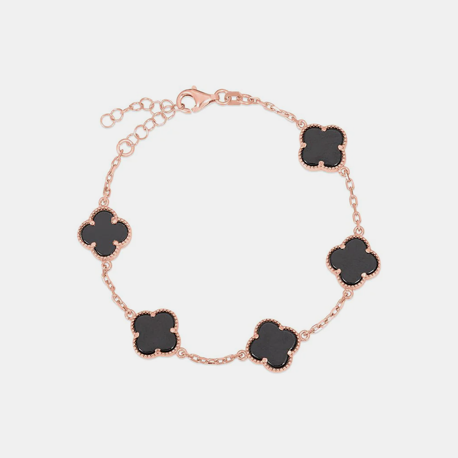 Silver Clover Bracelet - Rose Gold