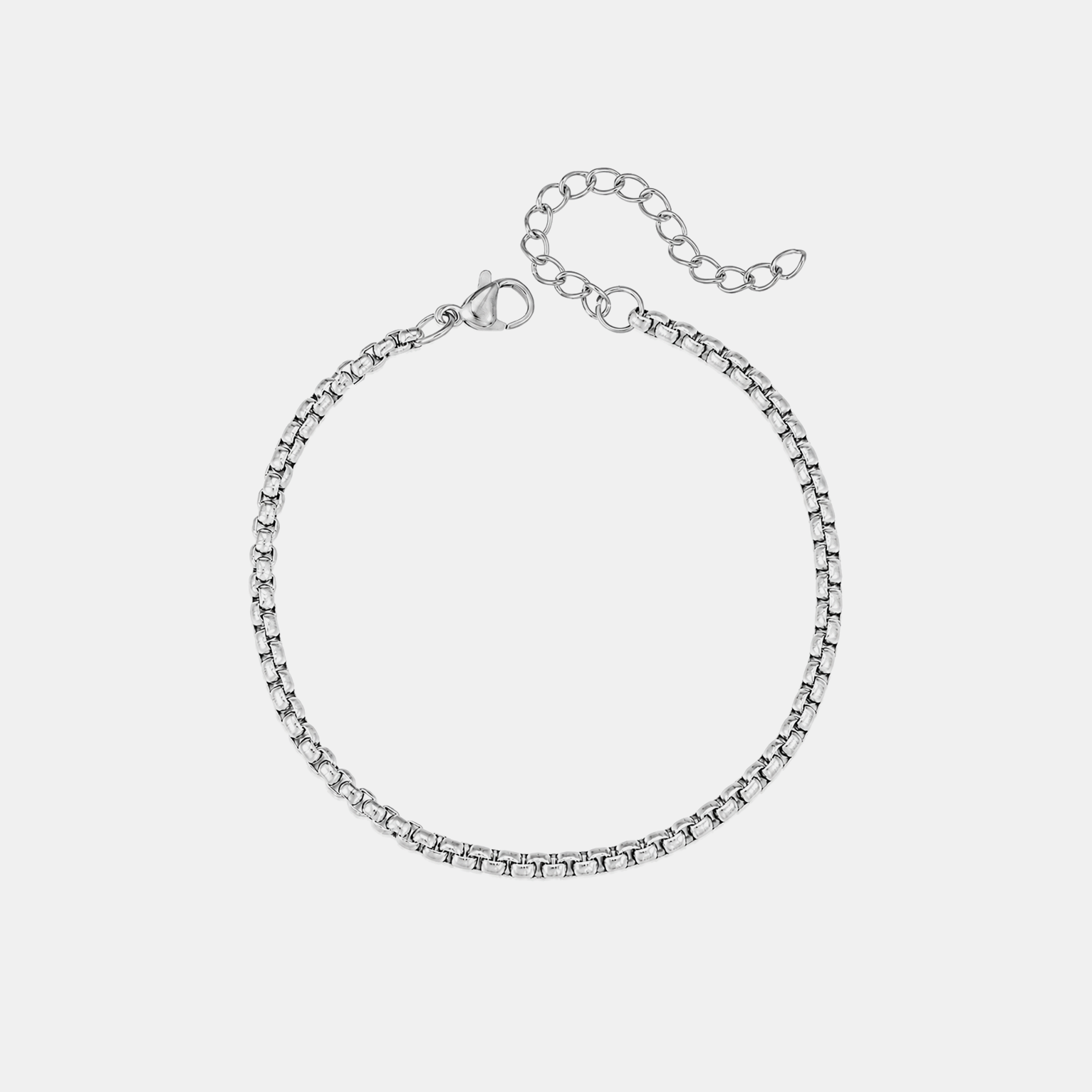 3mm Square Bead Bracelet - Silver