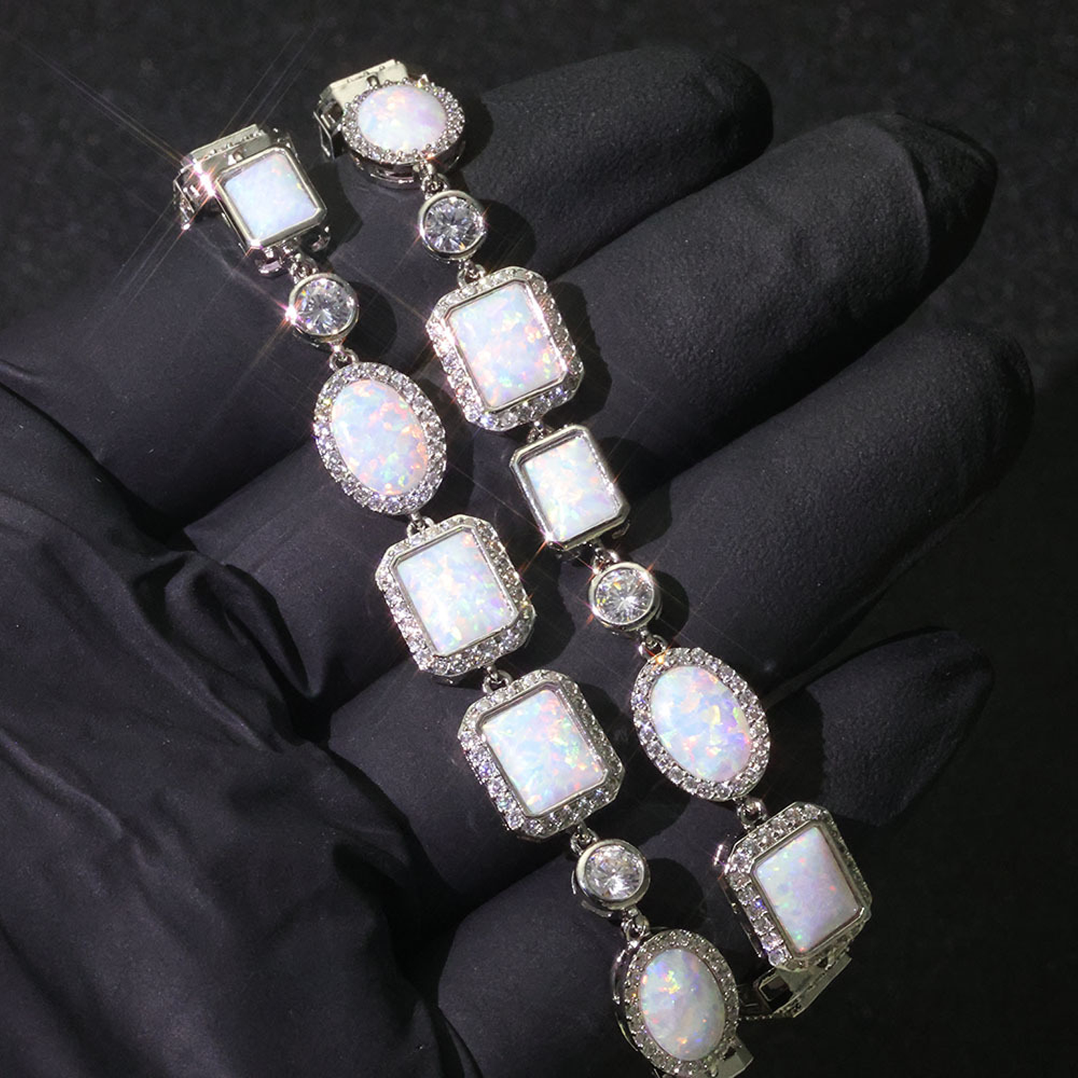 10mm Opal Dream Tennis Link Bracelet - White Gold