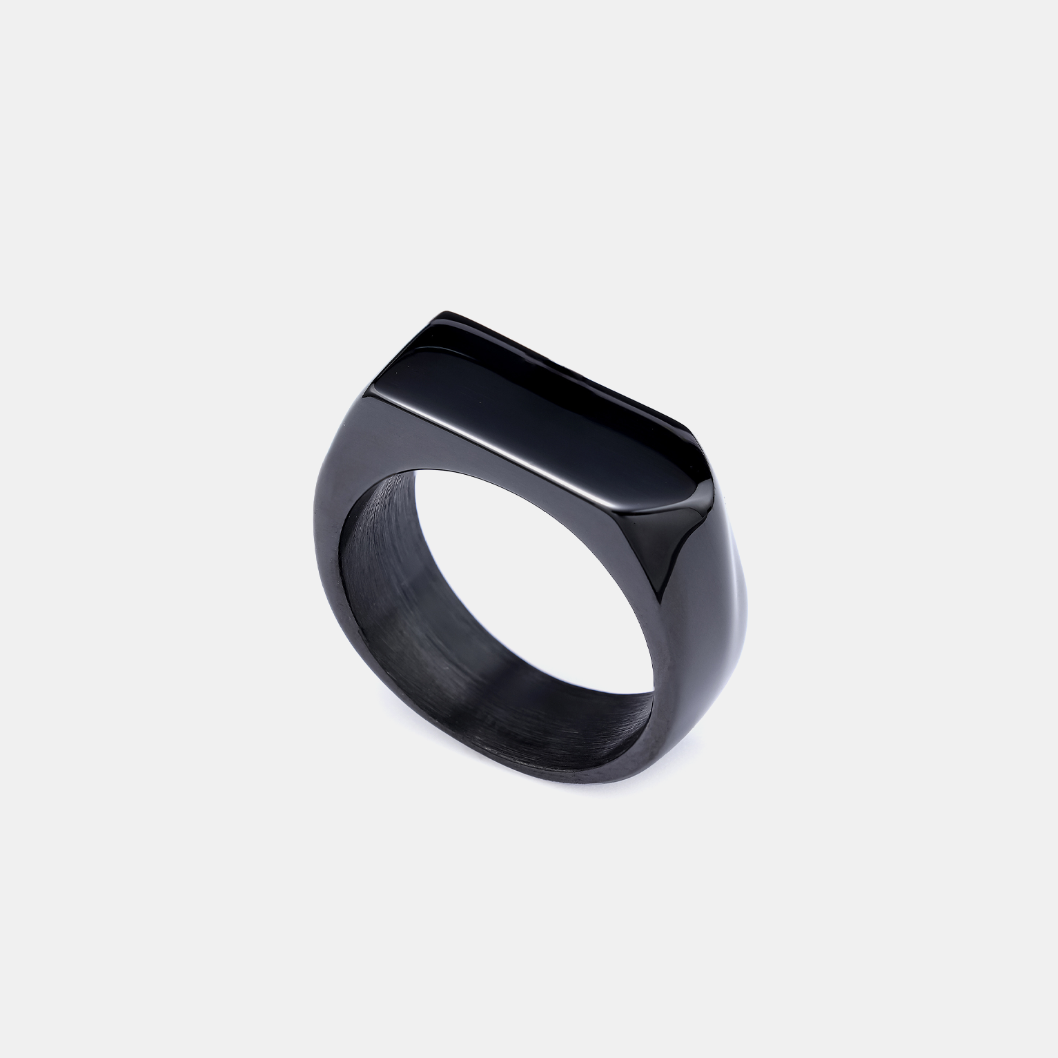 Onyx Block Titanium Ring - Black